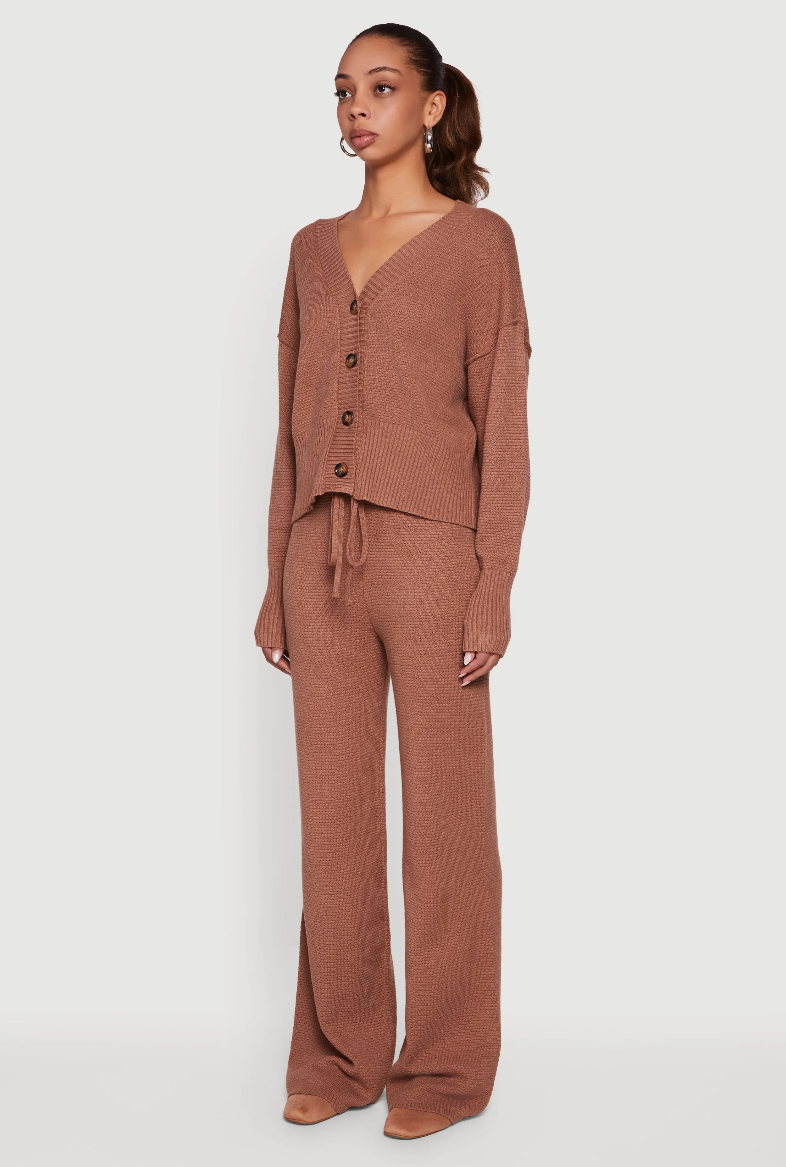 Waffle Knit Long Sleeve Button Front Cardigan sold by Rainbow product image thumbnail 5