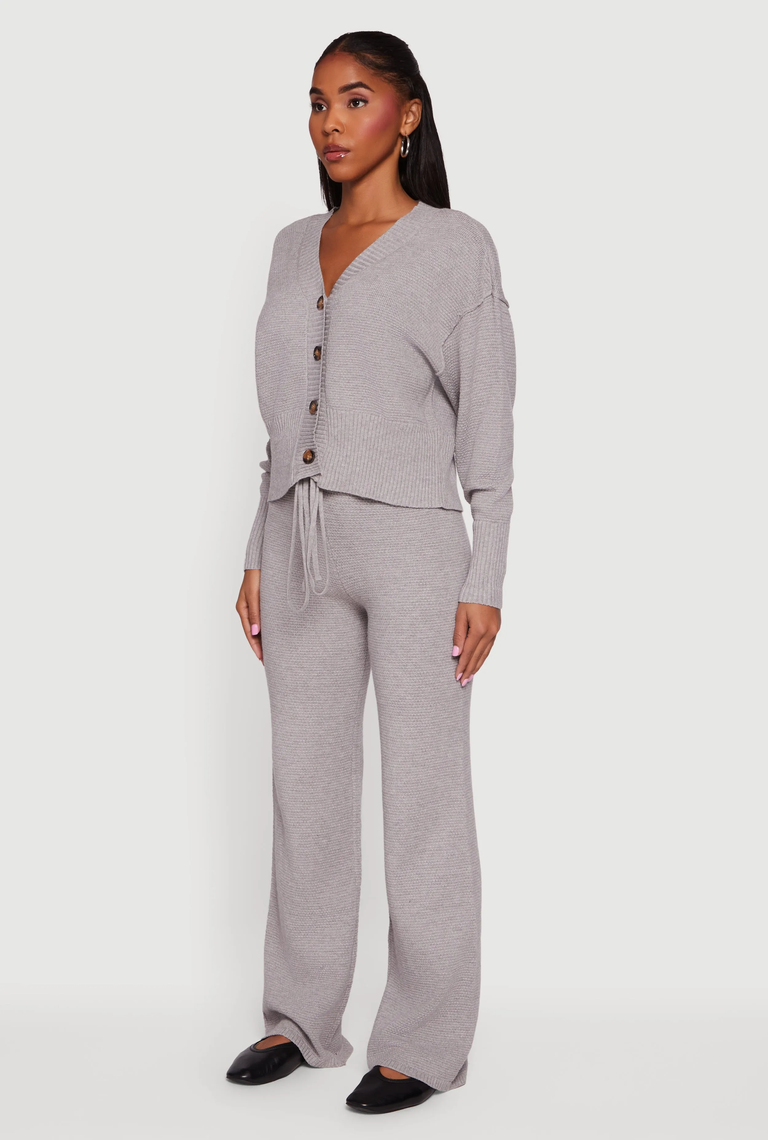 Waffle Knit Long Sleeve Button Front Cardigan sold by Rainbow product image thumbnail 5