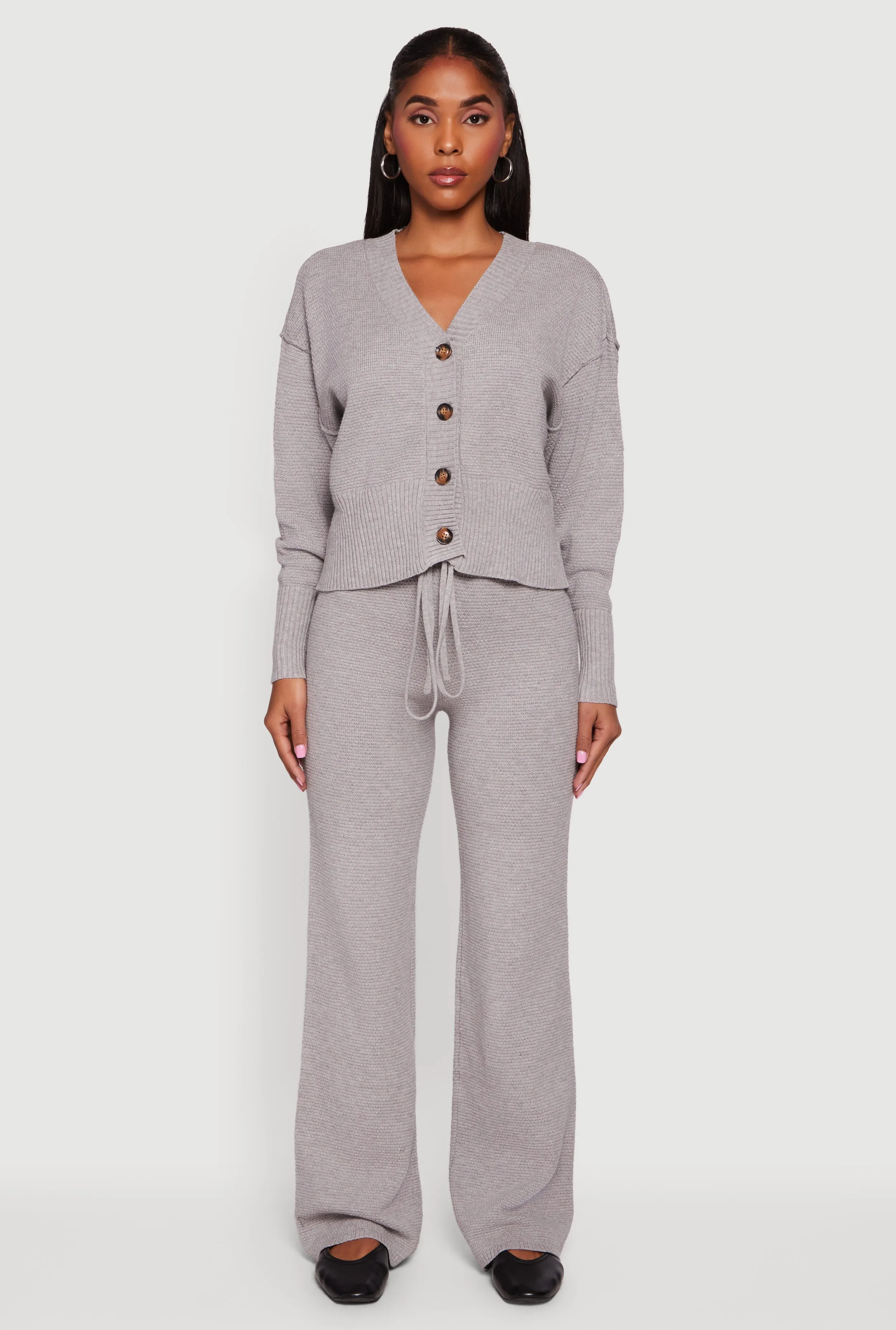 Waffle Knit Long Sleeve Button Front Cardigan sold by Rainbow product image thumbnail 2