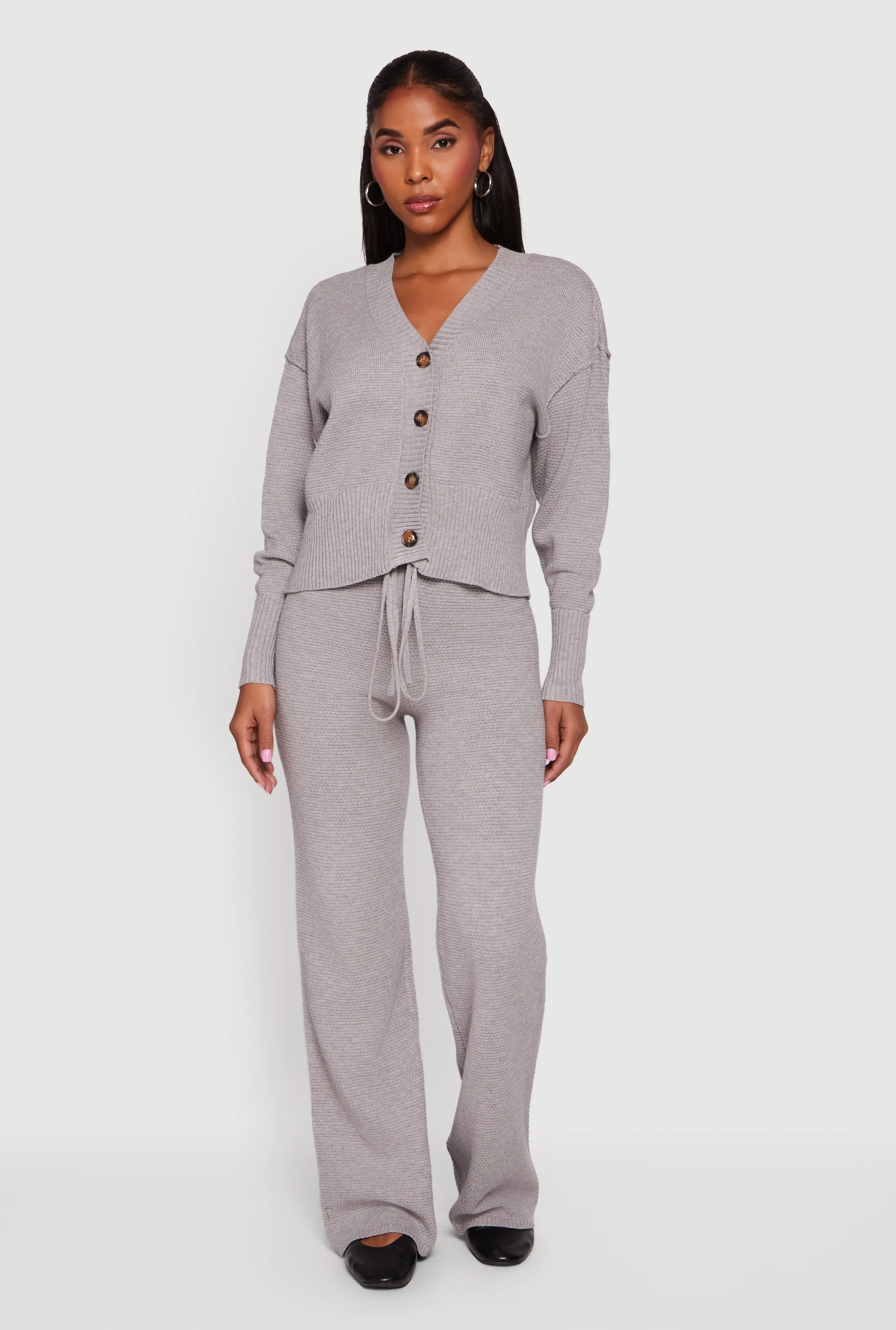 Waffle Knit Long Sleeve Button Front Cardigan sold by Rainbow product image thumbnail 3