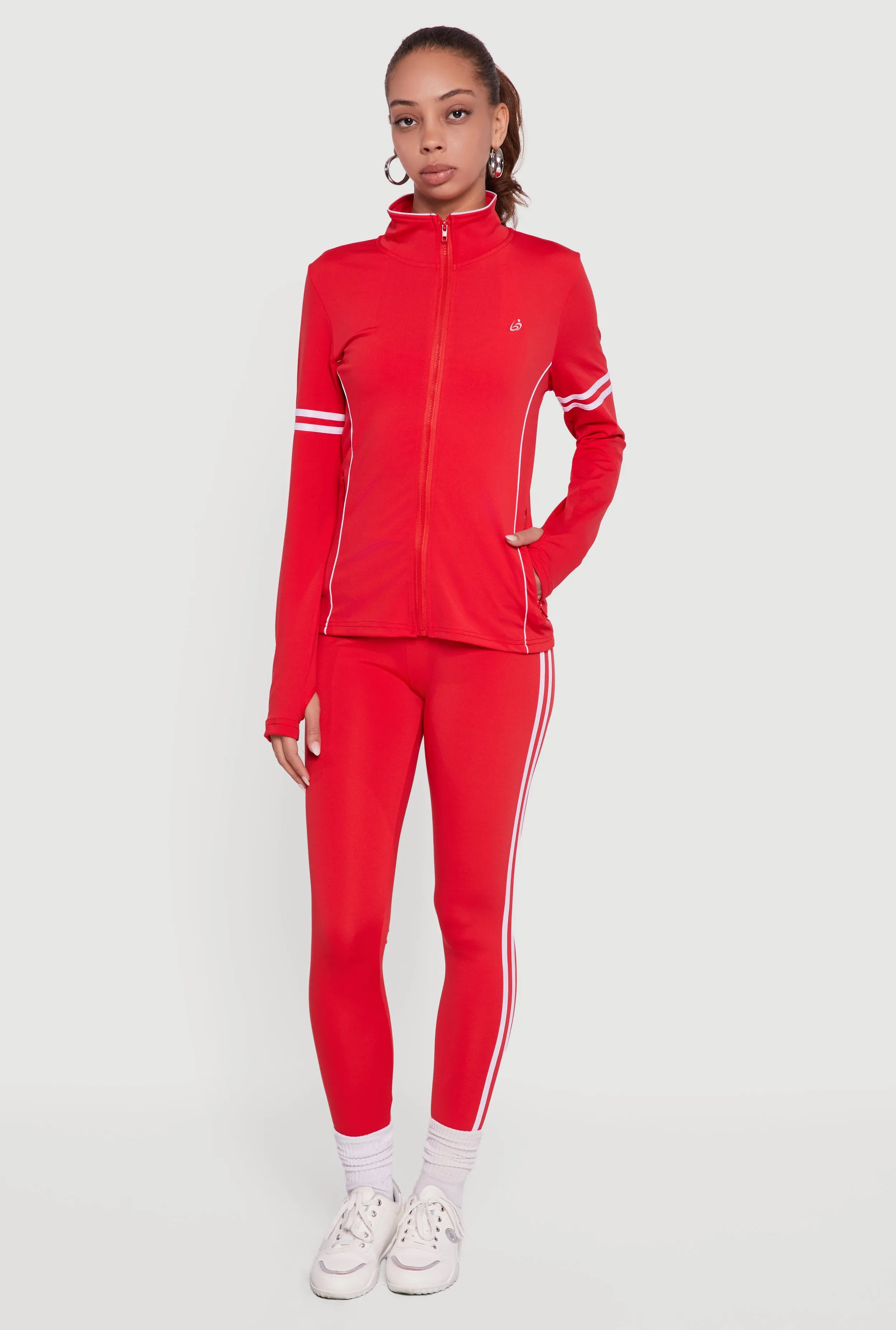 Zip Front Mock Neck Varsity Stripe Track Jacket sold by Rainbow product image thumbnail 3