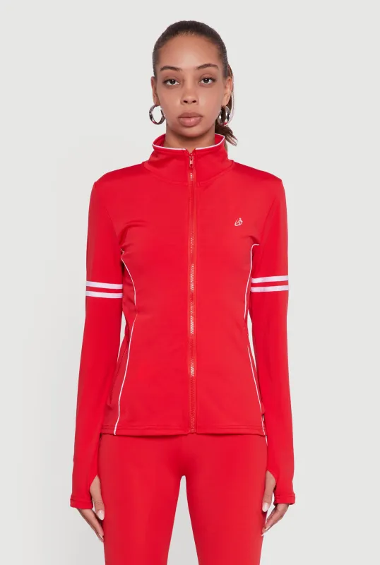 Zip Front Mock Neck Varsity Stripe Track Jacket sold by Rainbow