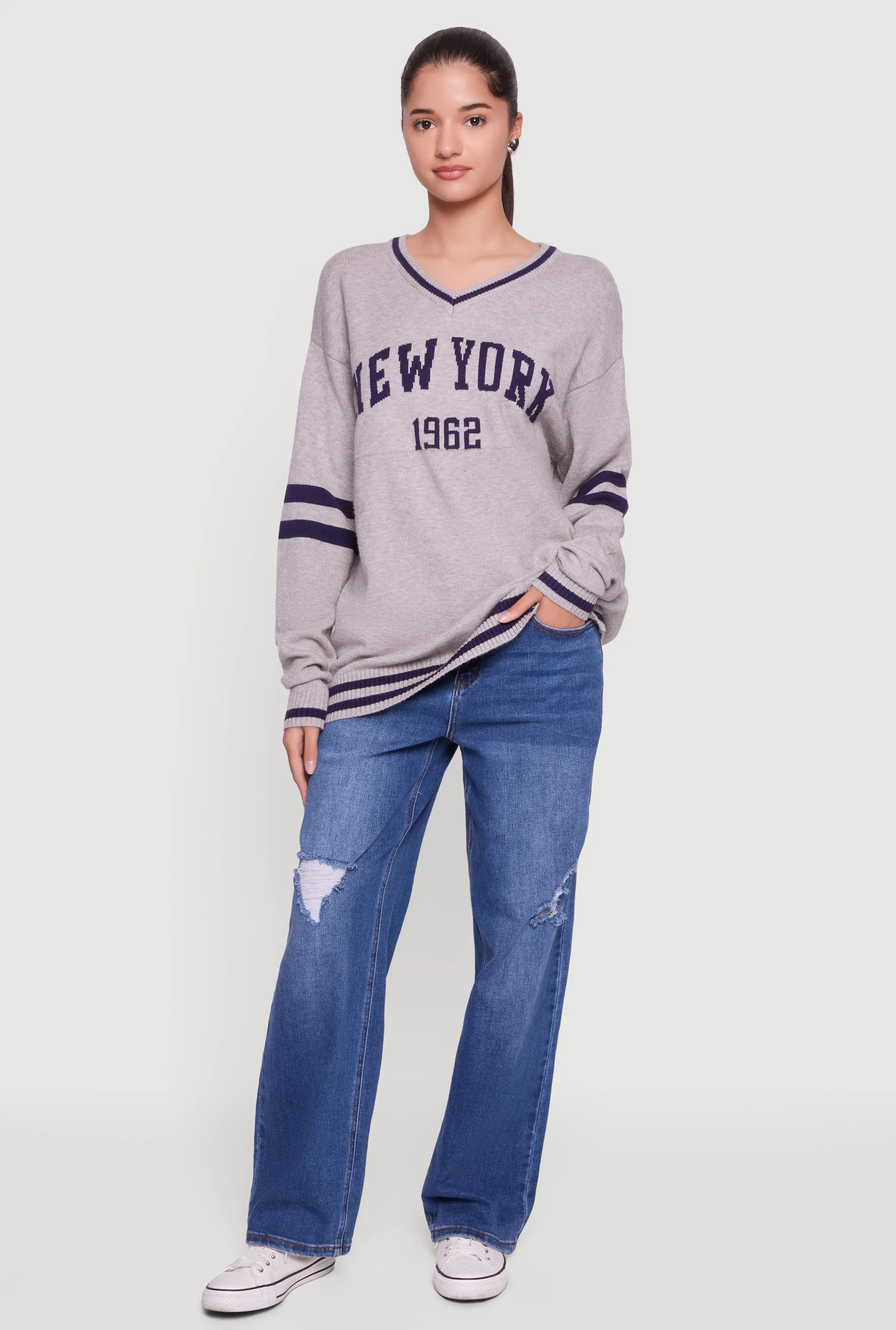 New York Graphic V Neck Sweatshirt sold by Rainbow