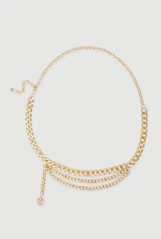 Plus Size Layered Chain Belt with Charm sold by Rainbow