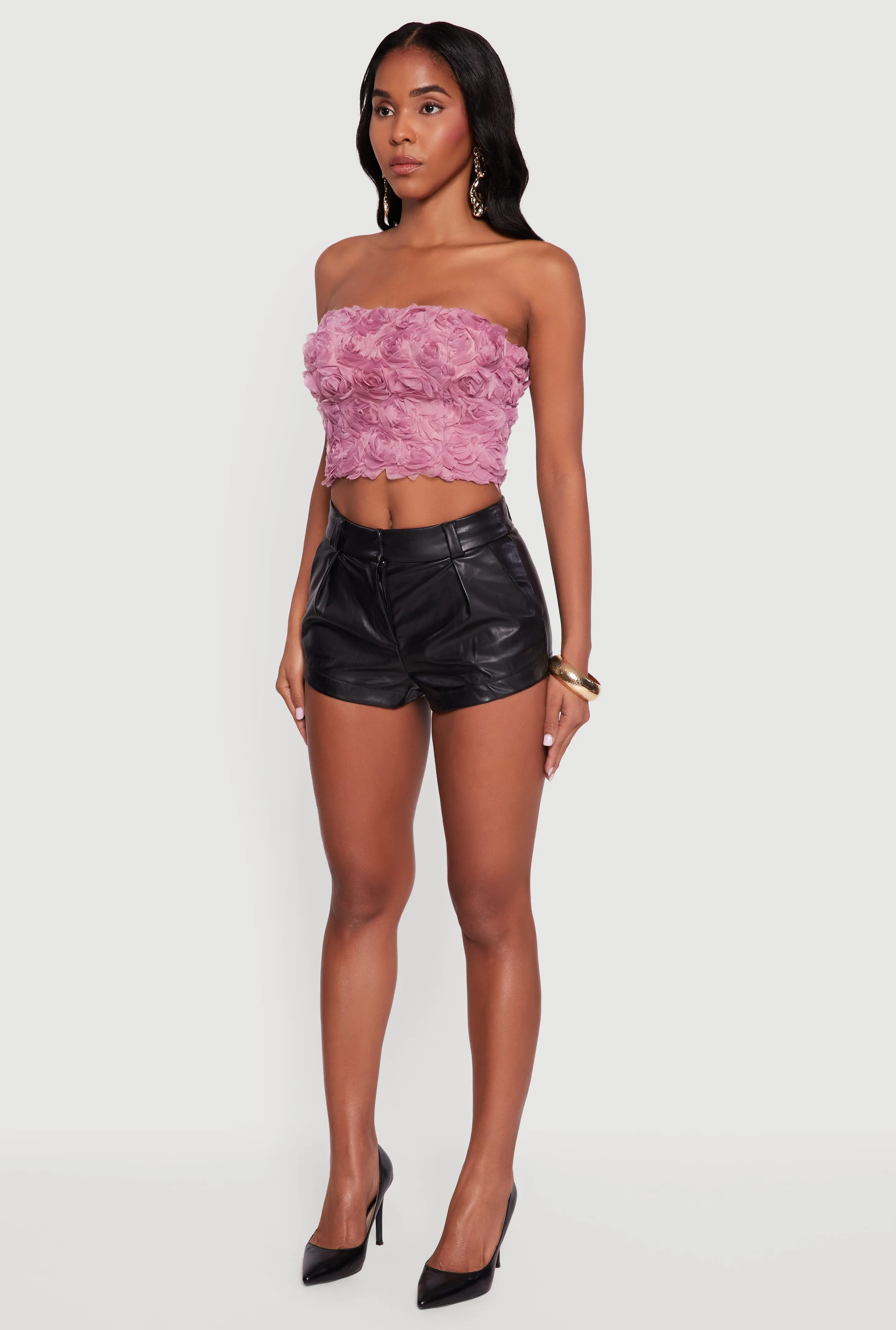 Trendy Faux Leather Pleated Shorts sold by Rainbow product image thumbnail 3