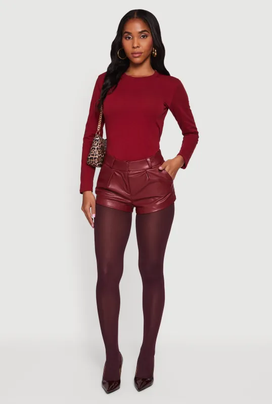 Trendy Faux Leather Pleated Shorts sold by Rainbow