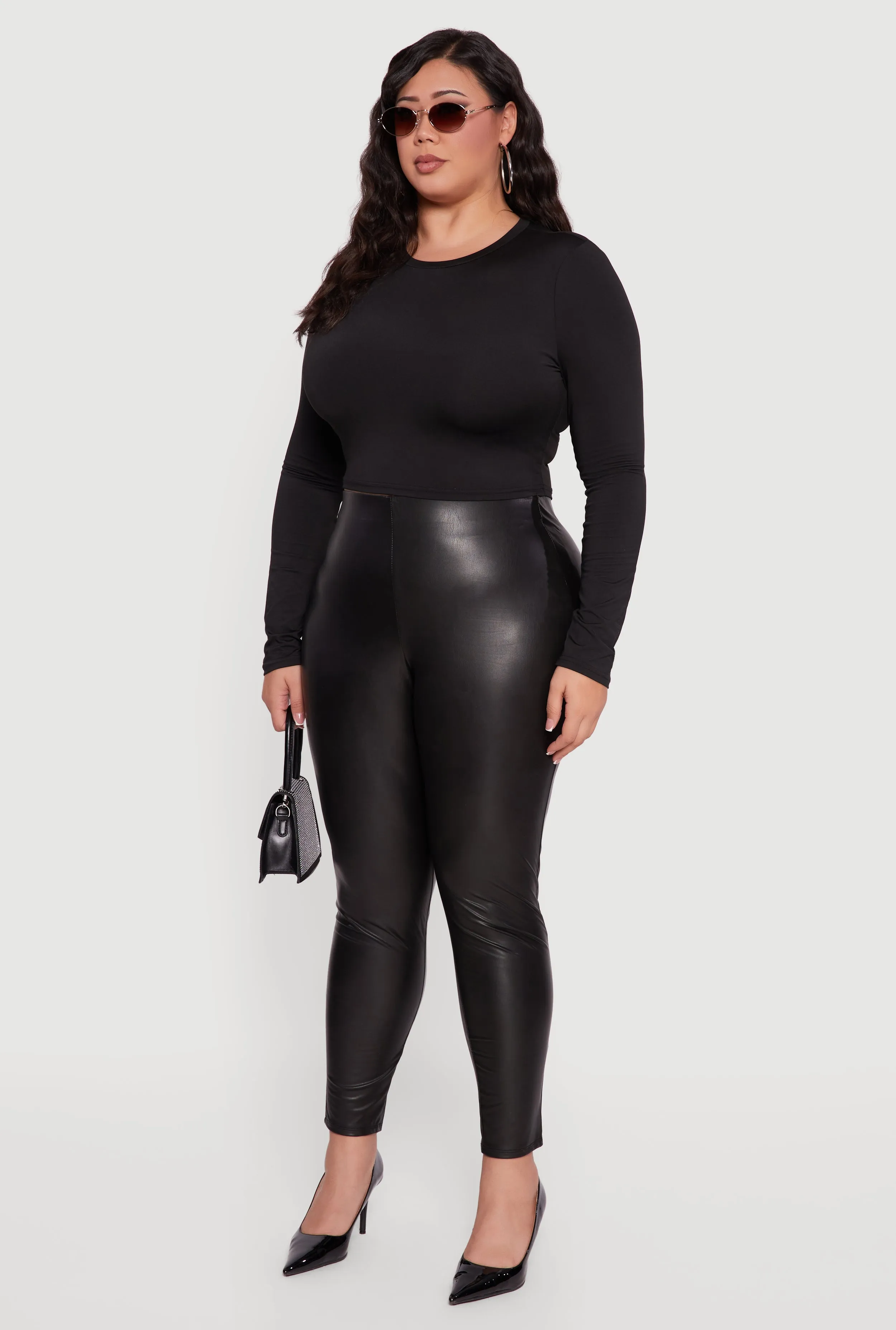 Plus Size Faux Leather Pull On Leggings sold by Rainbow product image thumbnail 3