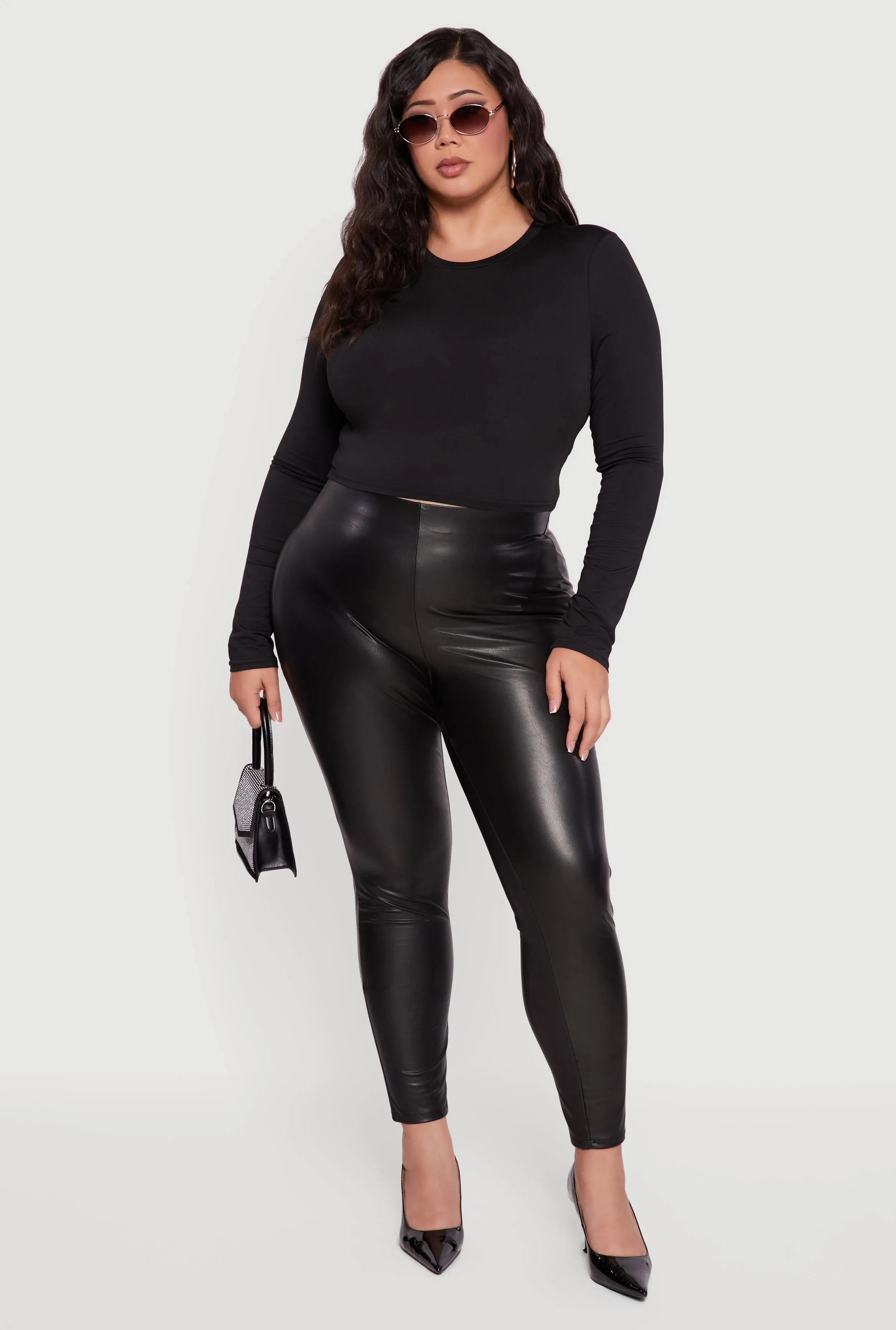 Plus Size Faux Leather Pull On Leggings sold by Rainbow