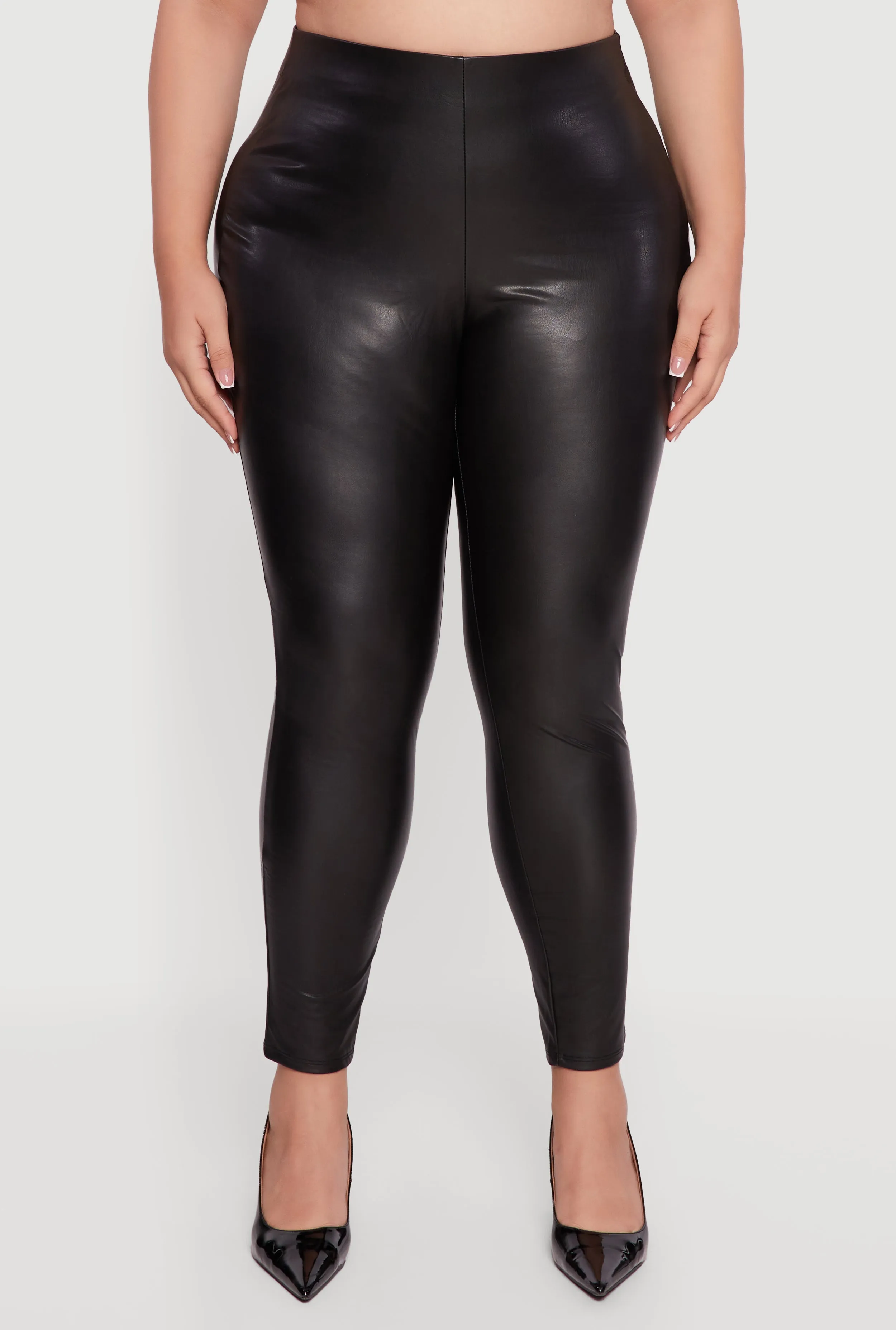 Plus Size Faux Leather Pull On Leggings sold by Rainbow product image thumbnail 5