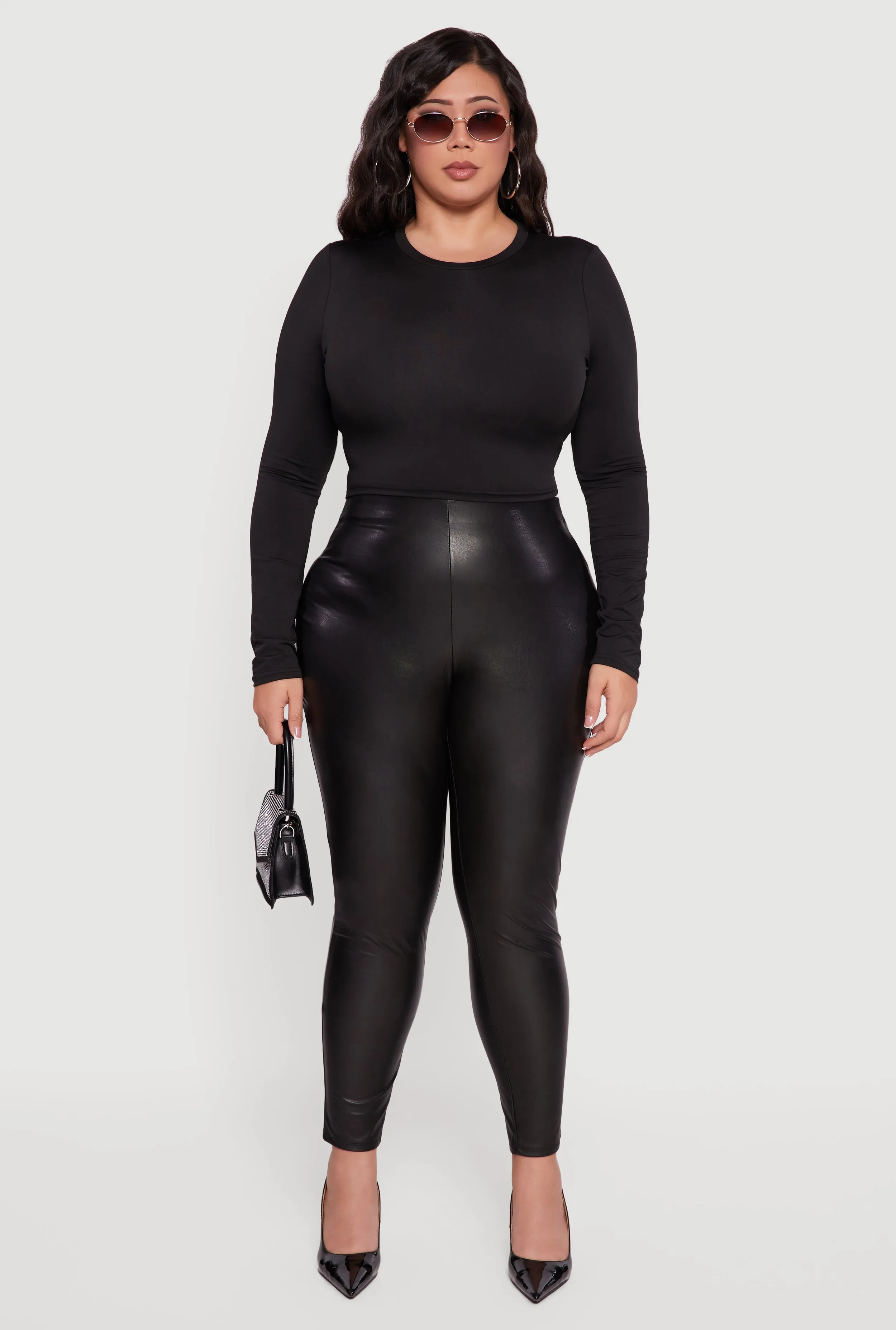 Plus Size Faux Leather Pull On Leggings sold by Rainbow product image thumbnail 2