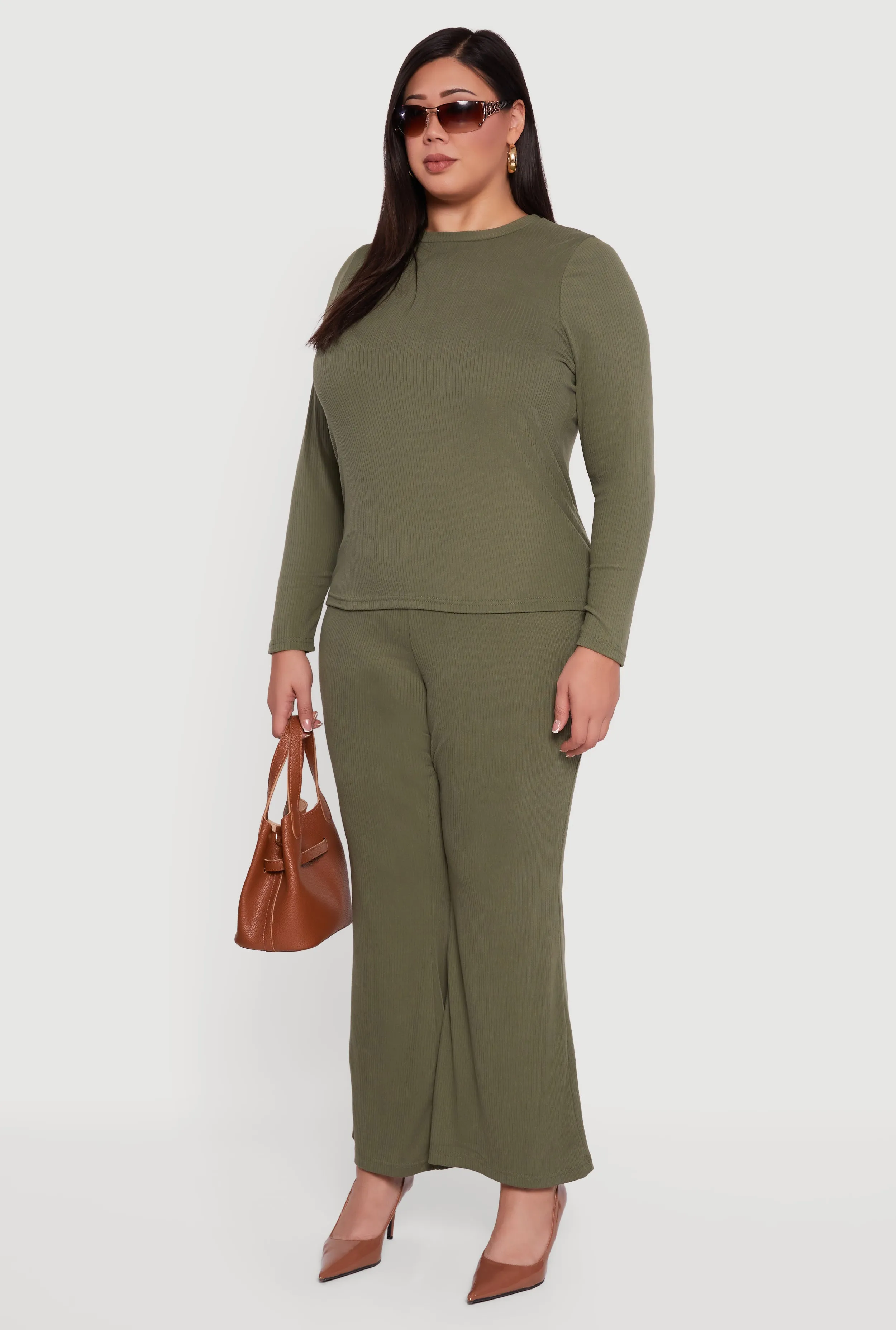 Plus Size Ribbed Knit Long Sleeve Top sold by Rainbow product image thumbnail 5