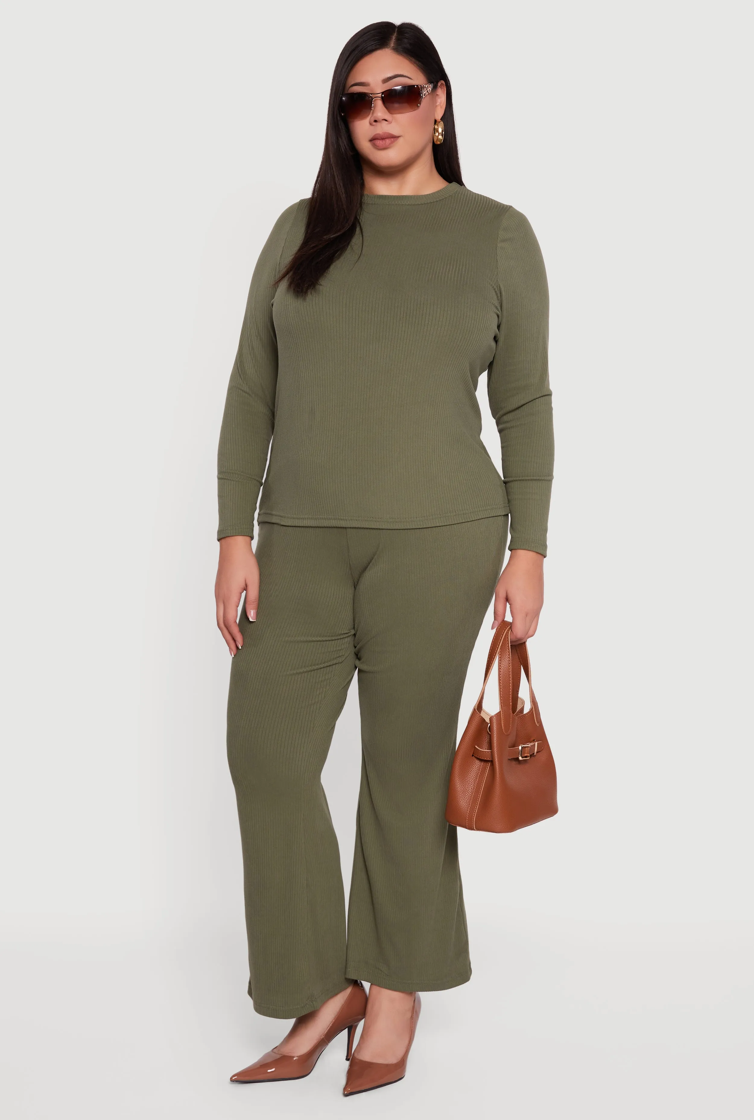 Plus Size Ribbed Knit Long Sleeve Top sold by Rainbow product image thumbnail 2