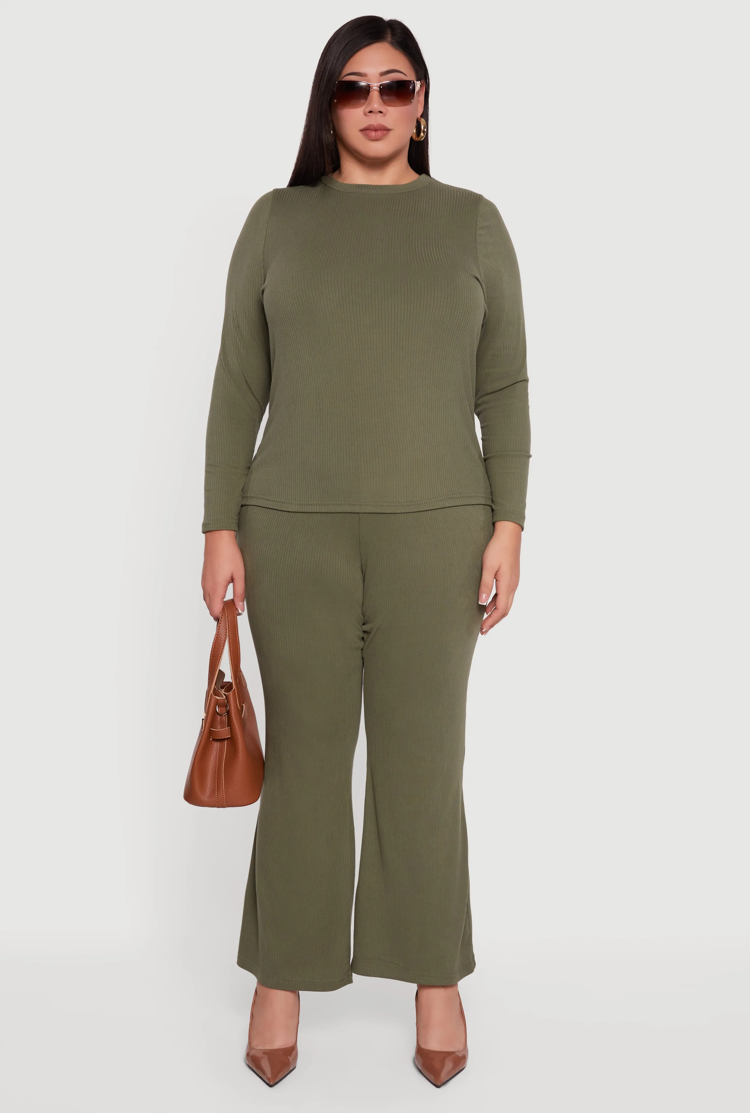 Plus Size Ribbed Knit Long Sleeve Top sold by Rainbow product image thumbnail 3