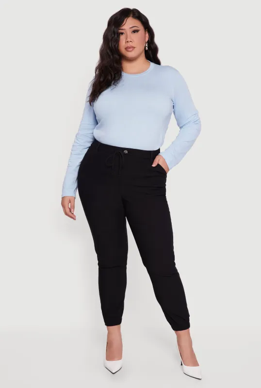 Plus Size High Waisted Slim Fit Pull On Joggers sold by Rainbow