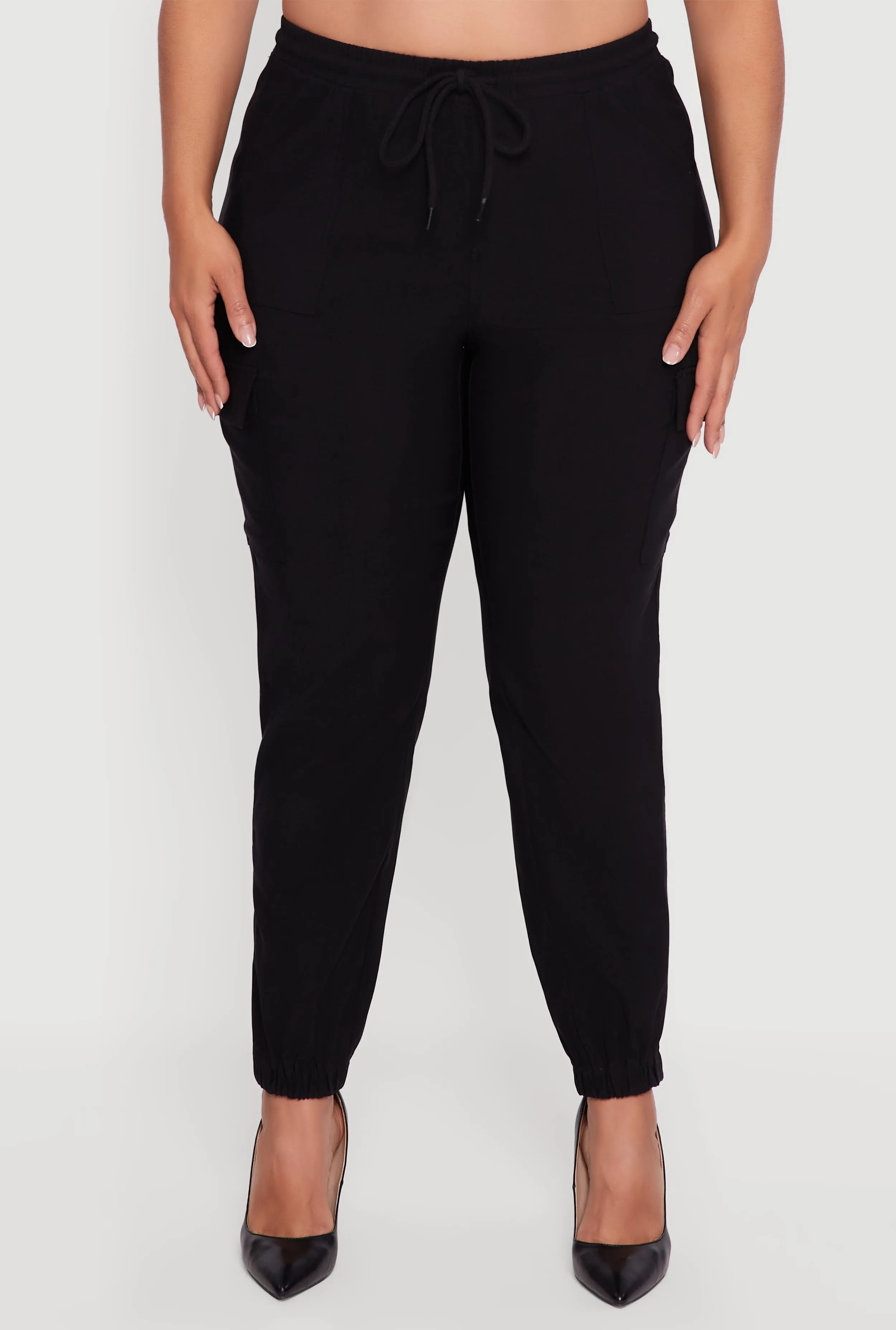 Plus Size High Waisted Drawstring Waist Cargo Joggers sold by Rainbow product image thumbnail 5