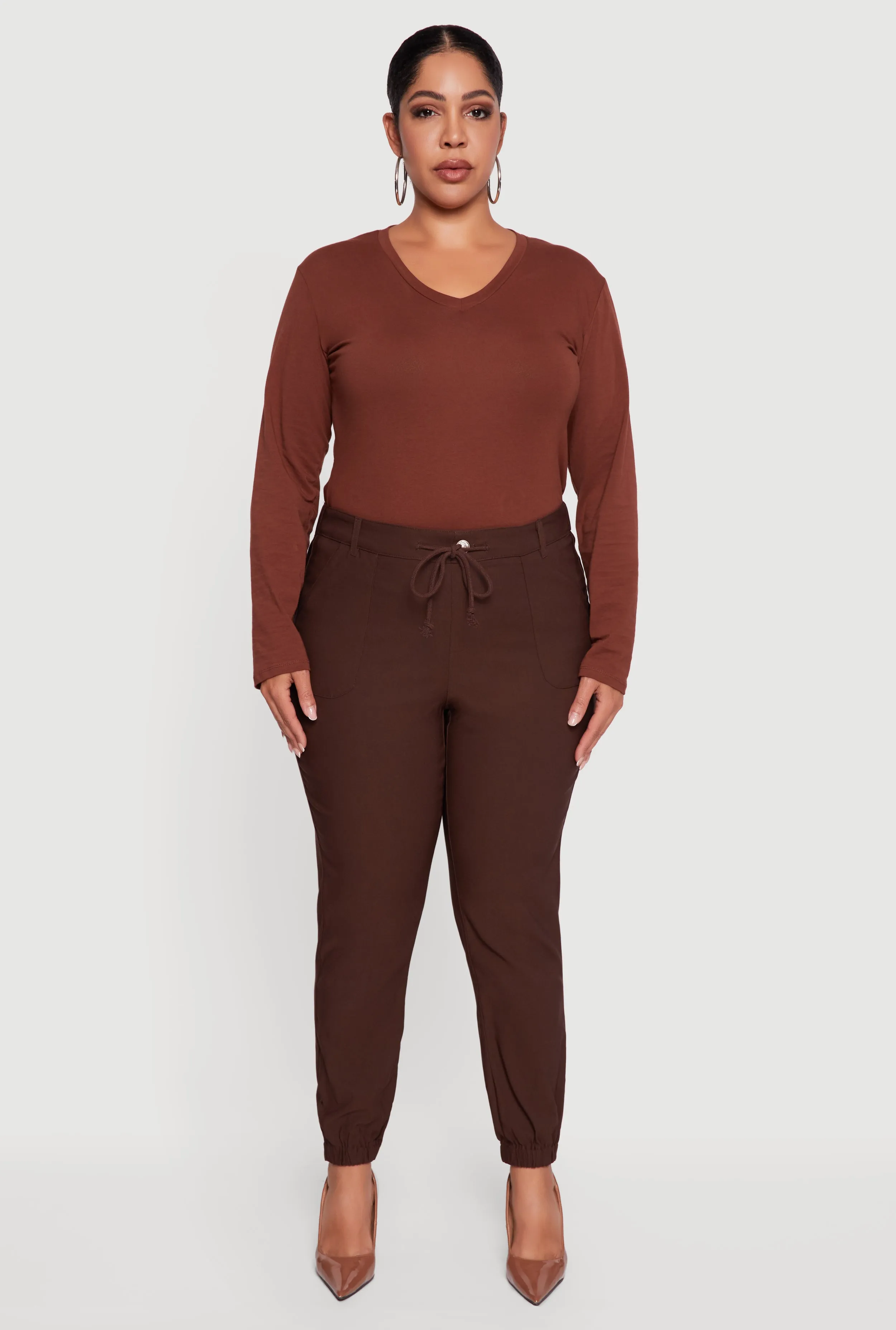 Plus Size High Waisted Slim Fit Pull On Joggers sold by Rainbow product image thumbnail 2
