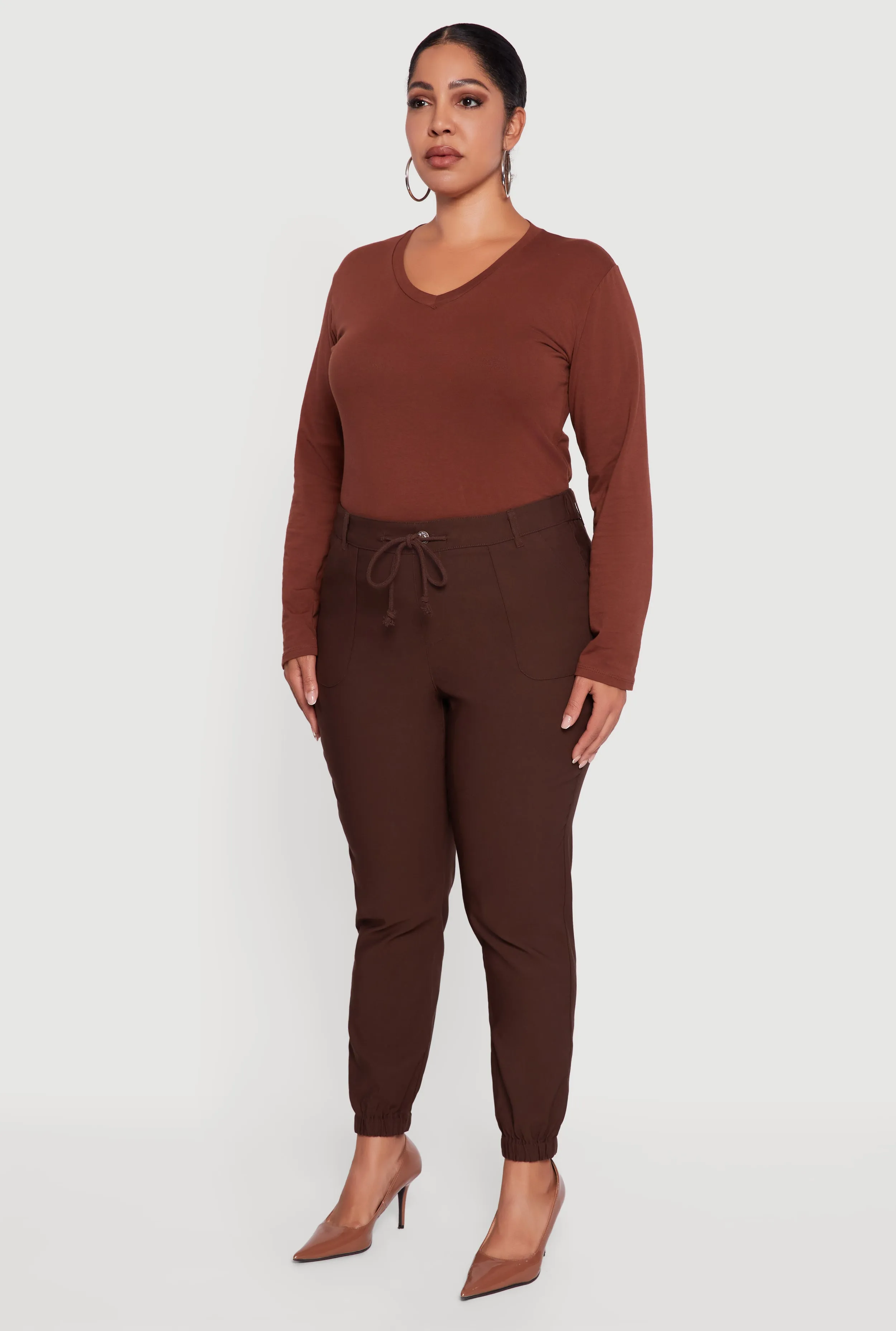 Plus Size High Waisted Slim Fit Pull On Joggers sold by Rainbow product image thumbnail 3