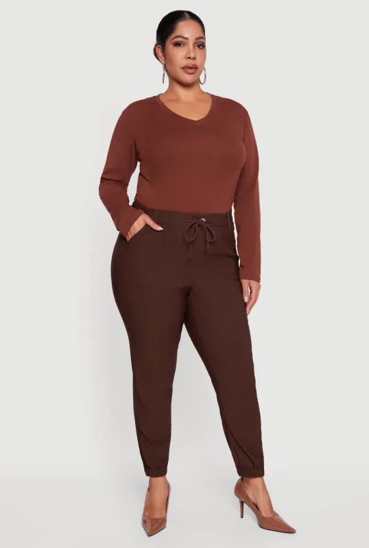 Plus Size High Waisted Slim Fit Pull On Joggers sold by Rainbow