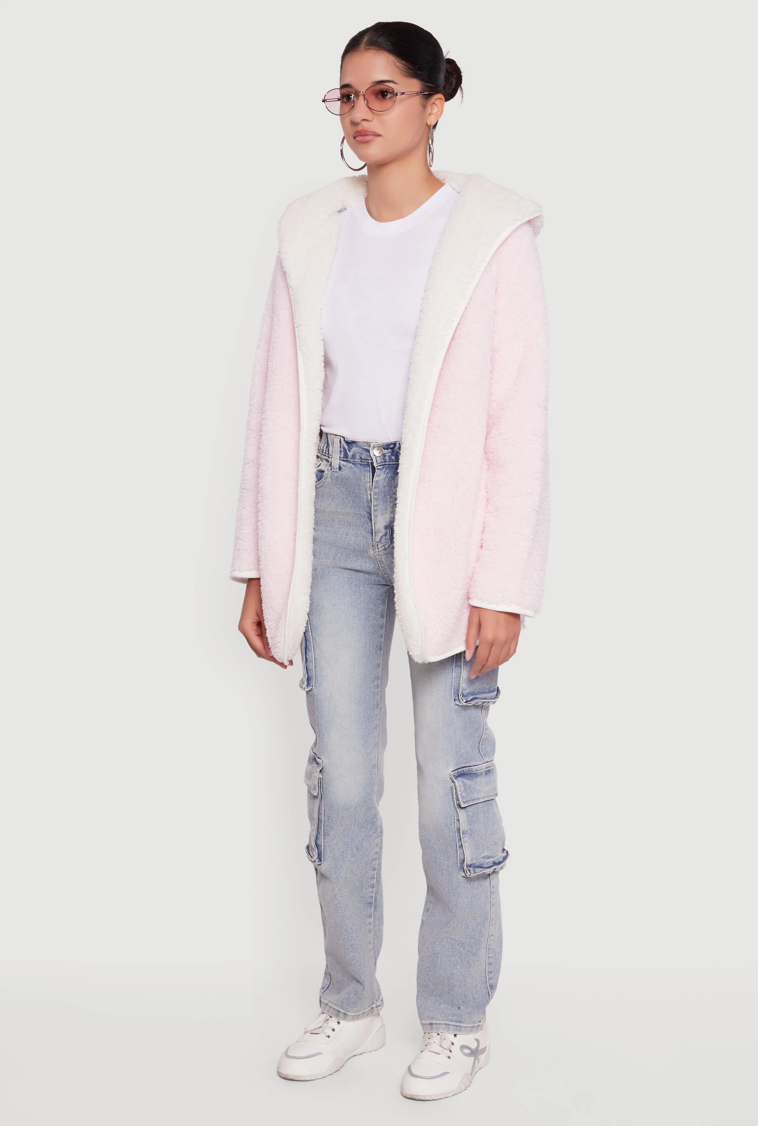 Hooded Color Blocked Reversible Sherpa Jacket sold by Rainbow product image thumbnail 5