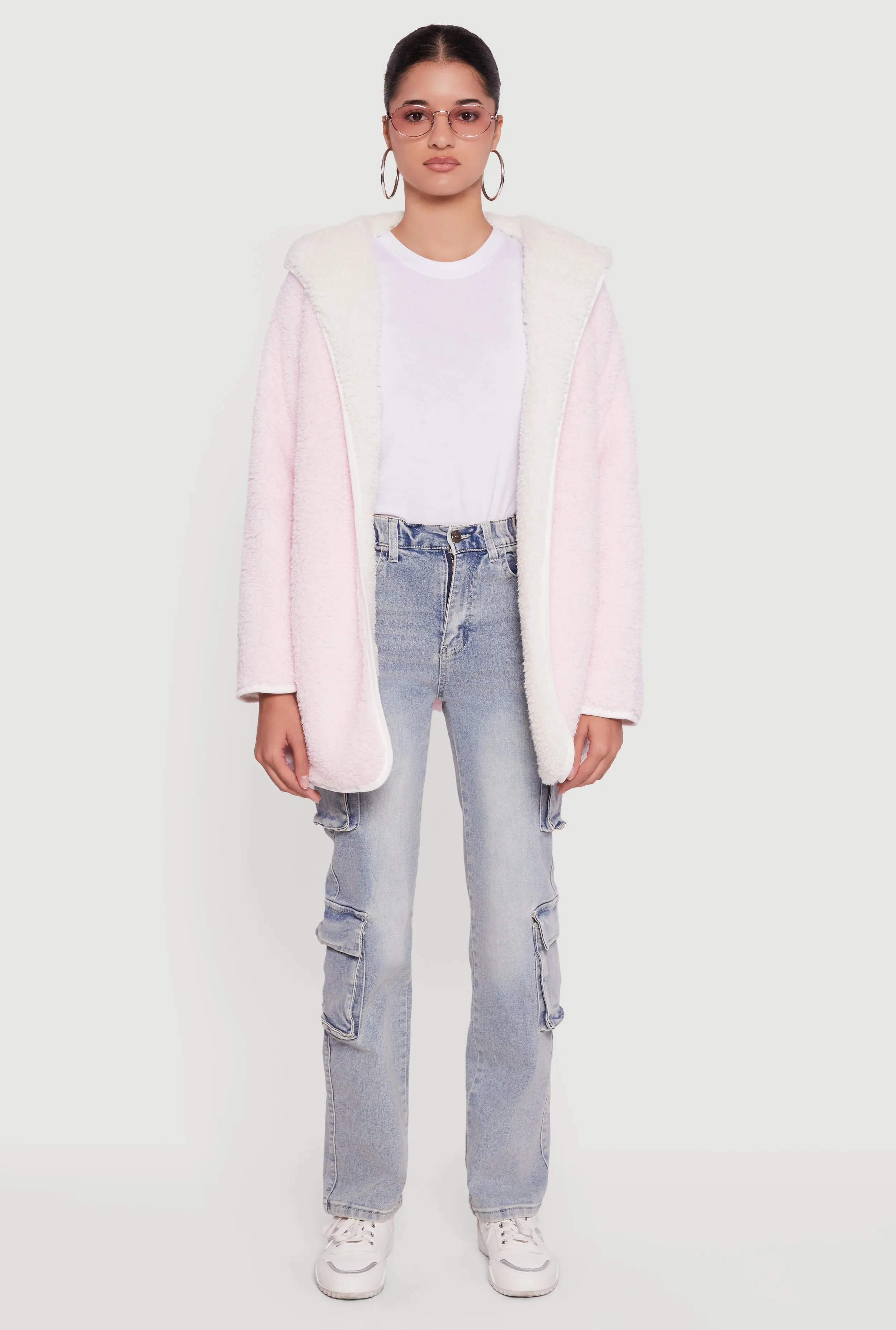 Hooded Color Blocked Reversible Sherpa Jacket sold by Rainbow product image thumbnail 3