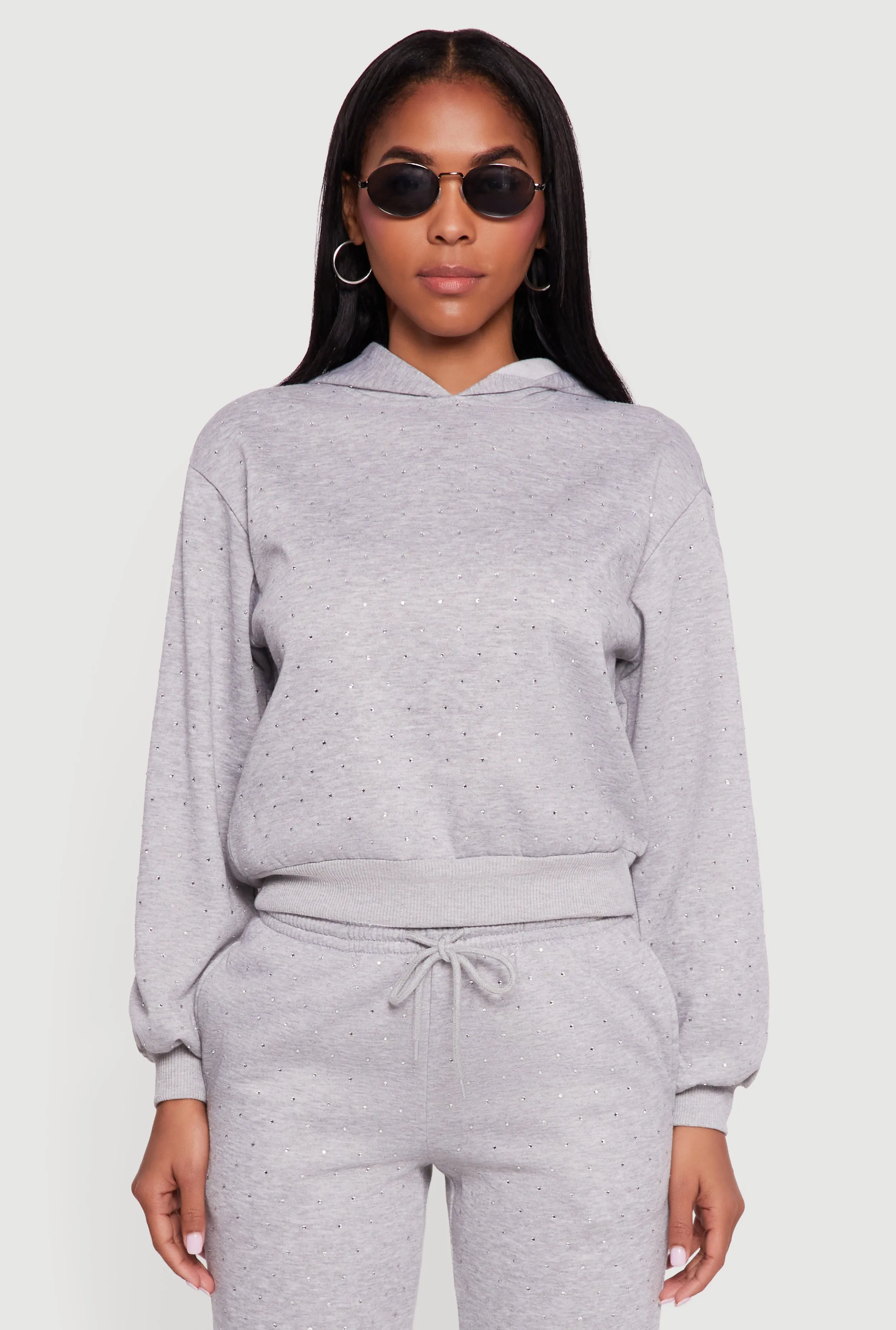 Almost Famous Rhinestone Studded Fleece Pullover Hoodie sold by Rainbow product image thumbnail 2