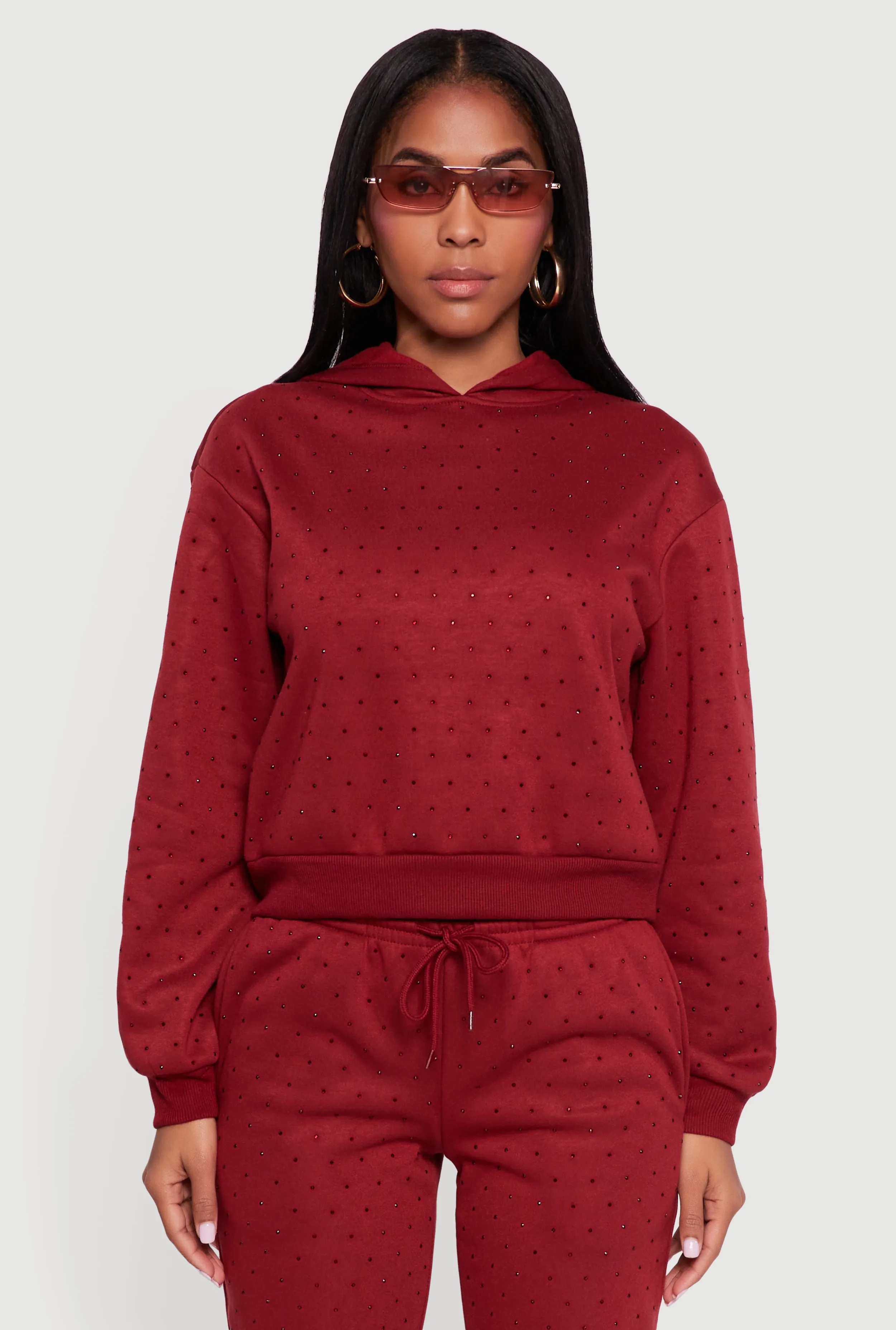 Almost Famous Rhinestone Studded Fleece Pullover Hoodie sold by Rainbow product image thumbnail 5