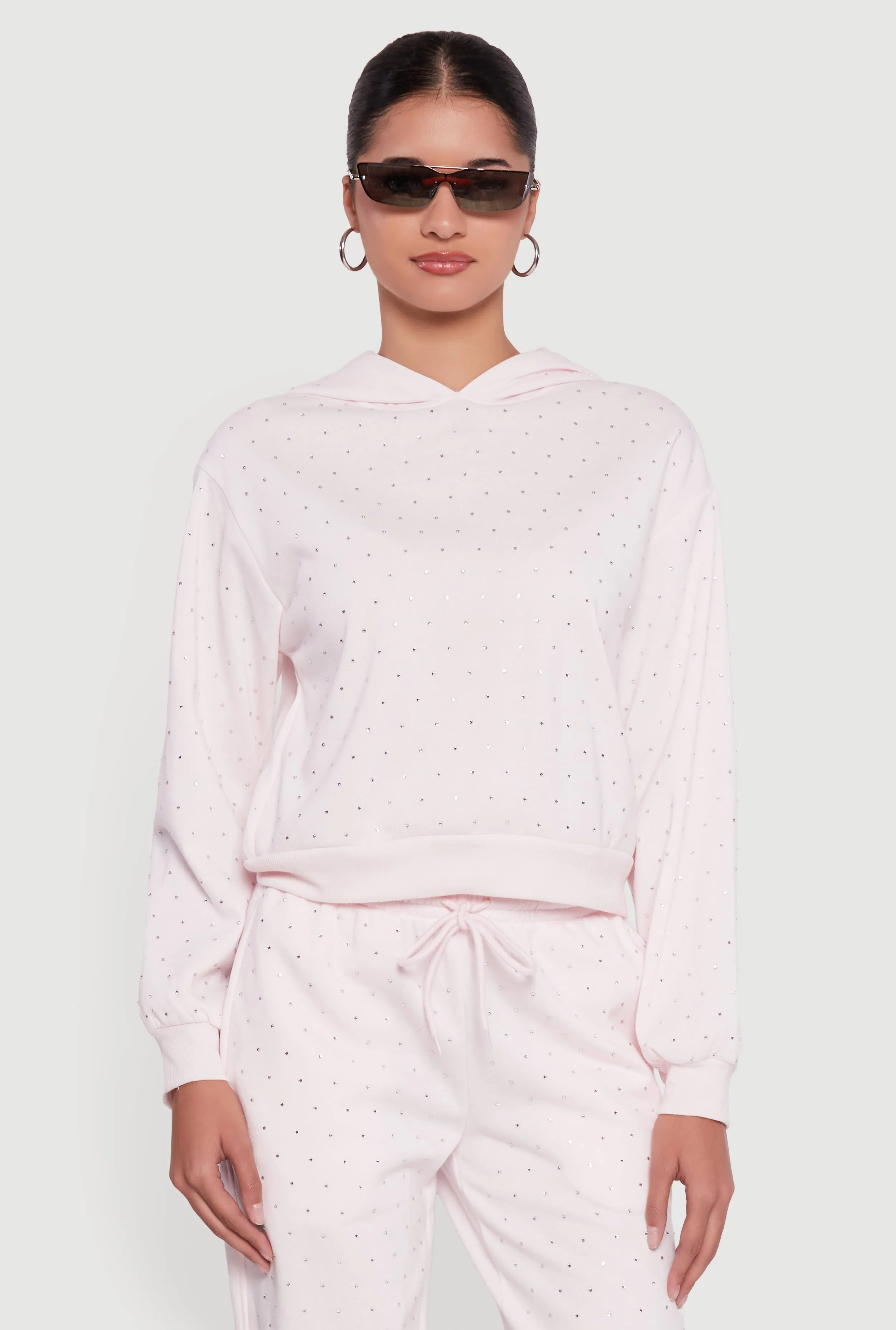 Almost Famous Rhinestone Studded Fleece Pullover Hoodie sold by Rainbow product image thumbnail 4