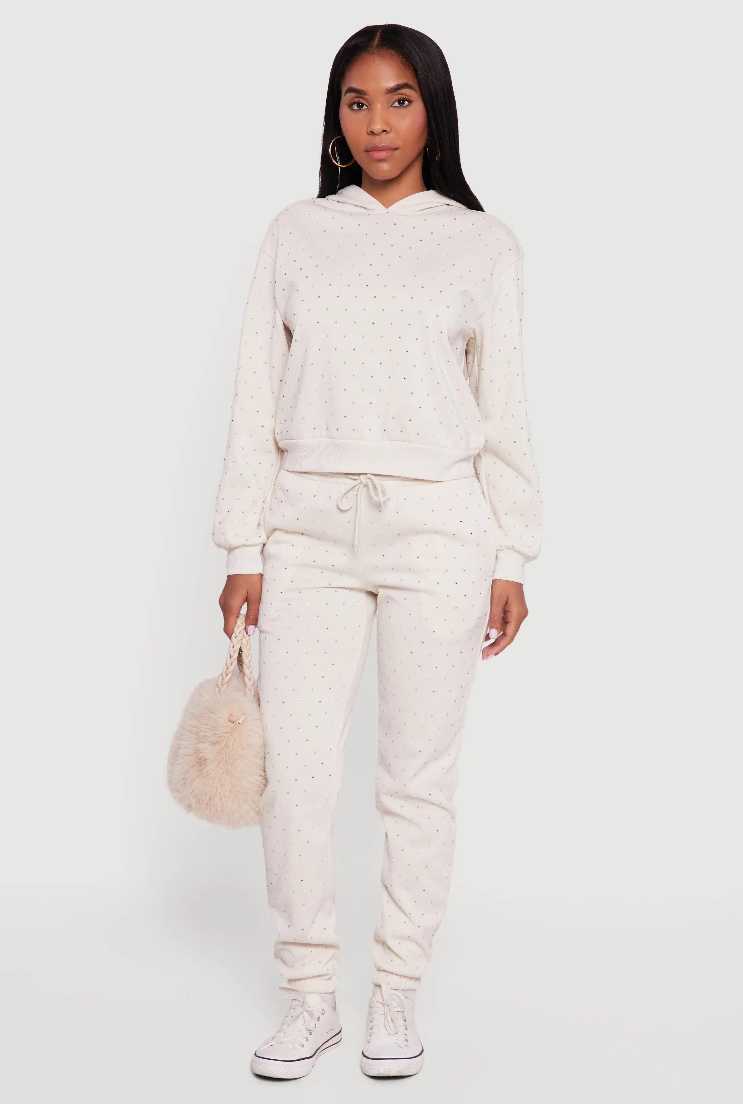 Almost Famous Rhinestone Studded Fleece Pullover Hoodie sold by Rainbow product image thumbnail 2