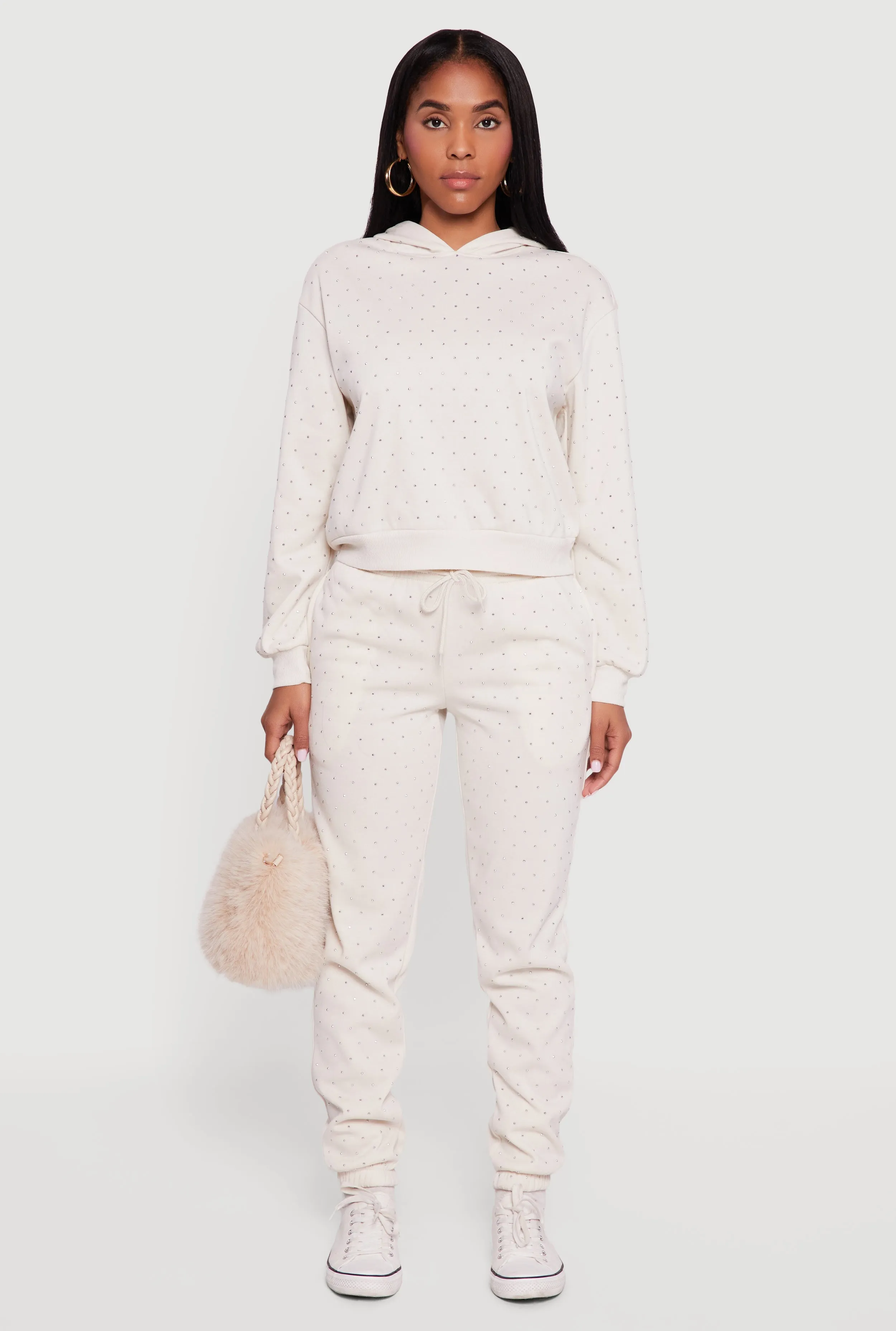 Almost Famous Rhinestone Studded Fleece Pullover Hoodie sold by Rainbow product image thumbnail 3