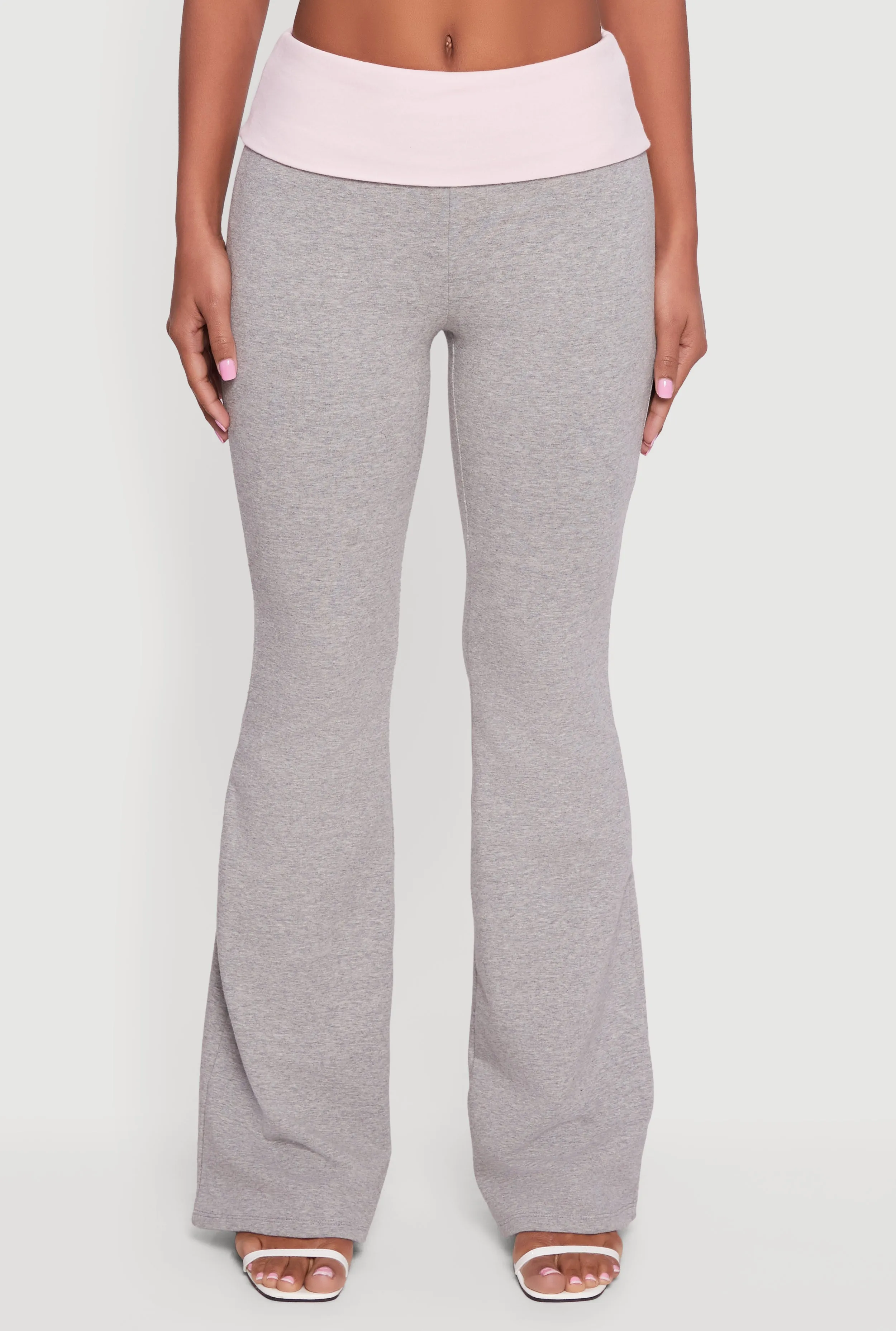Color Blocked Fold Over Flare Leg Pants sold by Rainbow product image thumbnail 3