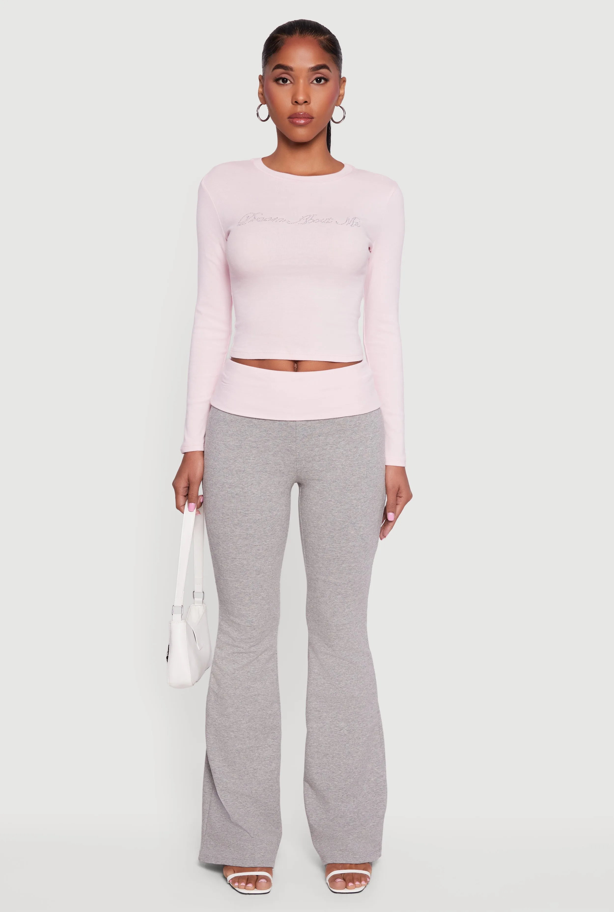 Color Blocked Fold Over Flare Leg Pants sold by Rainbow product image thumbnail 2
