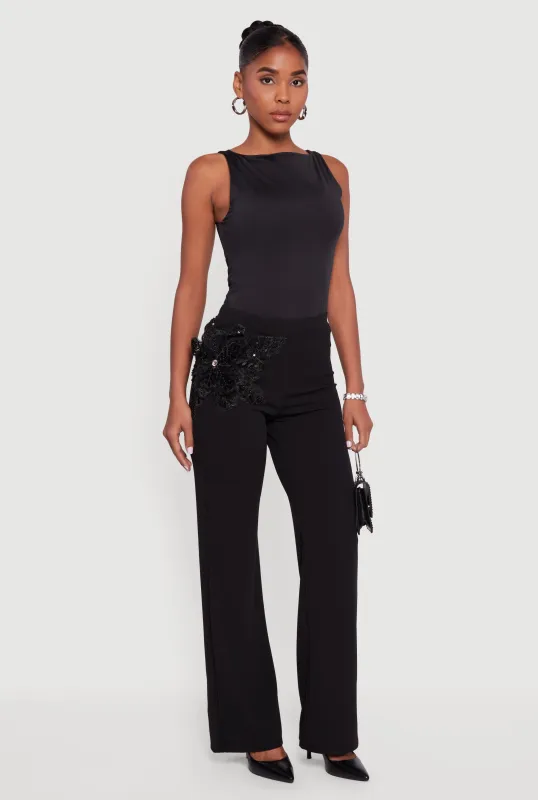 3D Flower Applique Pull On Pants sold by Rainbow