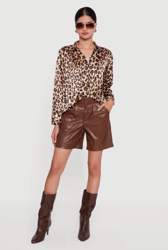 Solid Faux Leather Bermuda Shorts sold by Rainbow