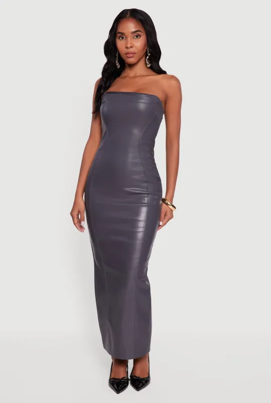 Faux Leather Fleece Lined Maxi Tube Dress sold by Rainbow