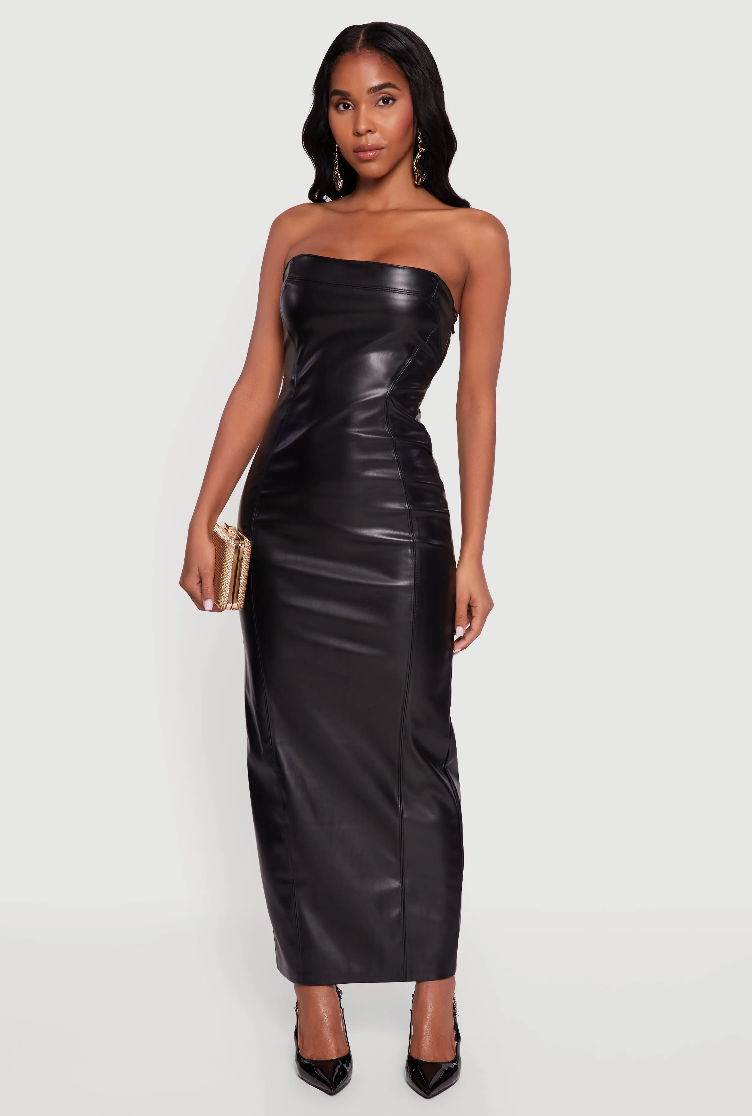 Faux Leather Fleece Lined Maxi Tube Dress sold by Rainbow product image thumbnail 3