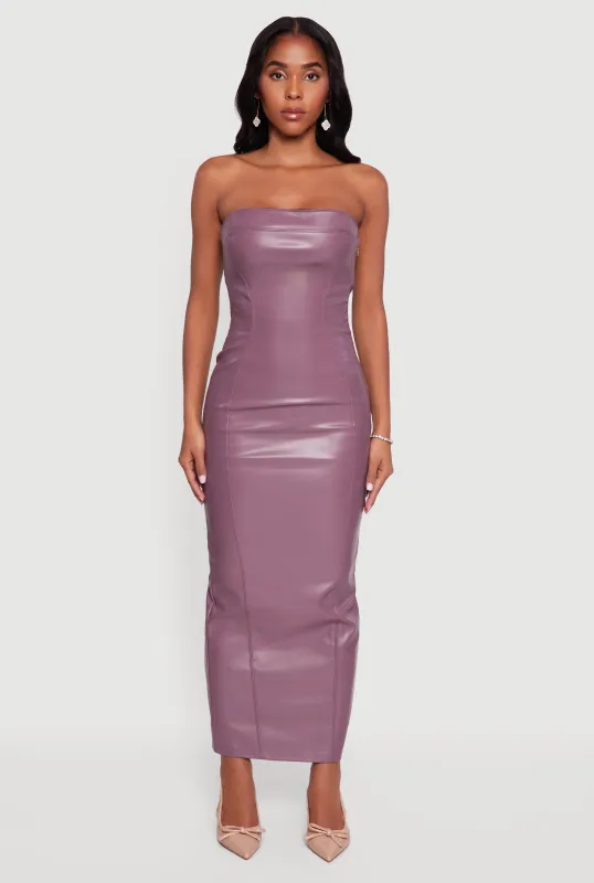 Faux Leather Fleece Lined Maxi Tube Dress sold by Rainbow