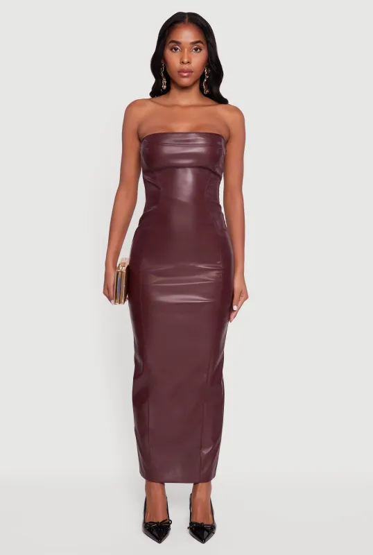 Faux Leather Fleece Lined Maxi Tube Dress sold by Rainbow