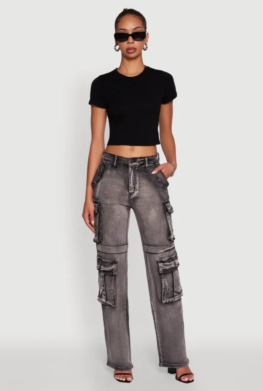 Vivian Mid Rise Cargo Straight-Leg Jeans sold by Rainbow