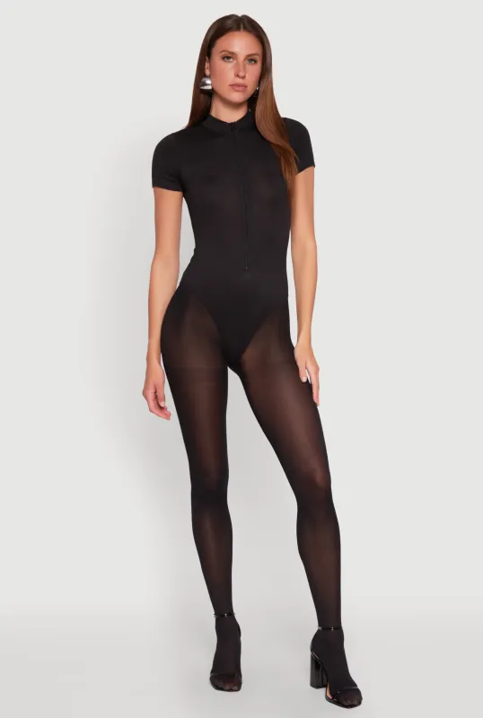 Harlee Mock Neck Zip Front Bodysuit sold by Rainbow