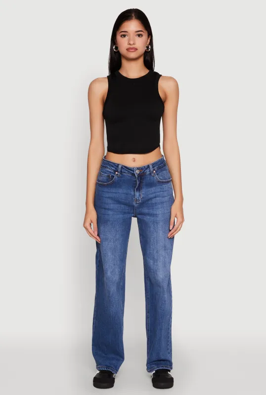 Ribbed Cropped Crew Neck Tank Top sold by Rainbow