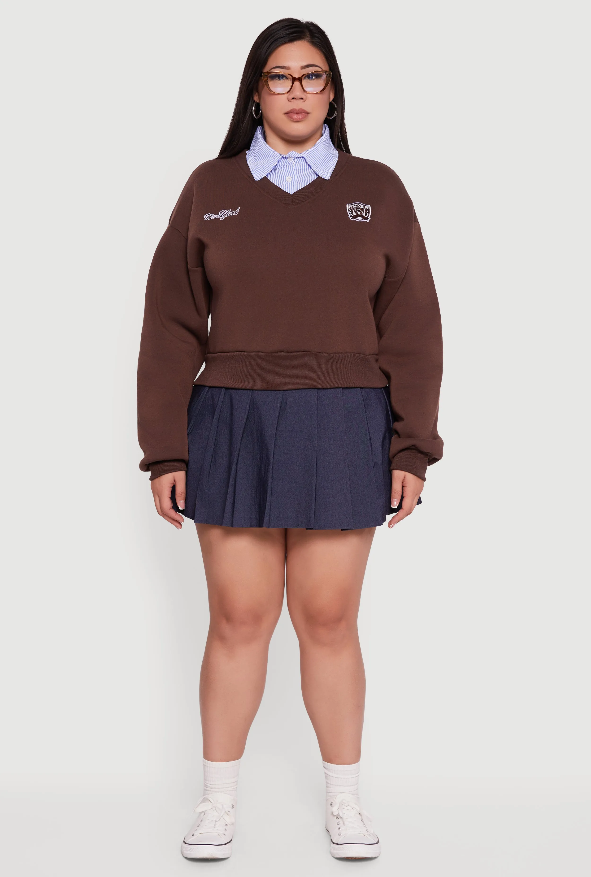 Plus Size New York Long Sleeve Shirt Collar Sweatshirt sold by Rainbow product image thumbnail 3