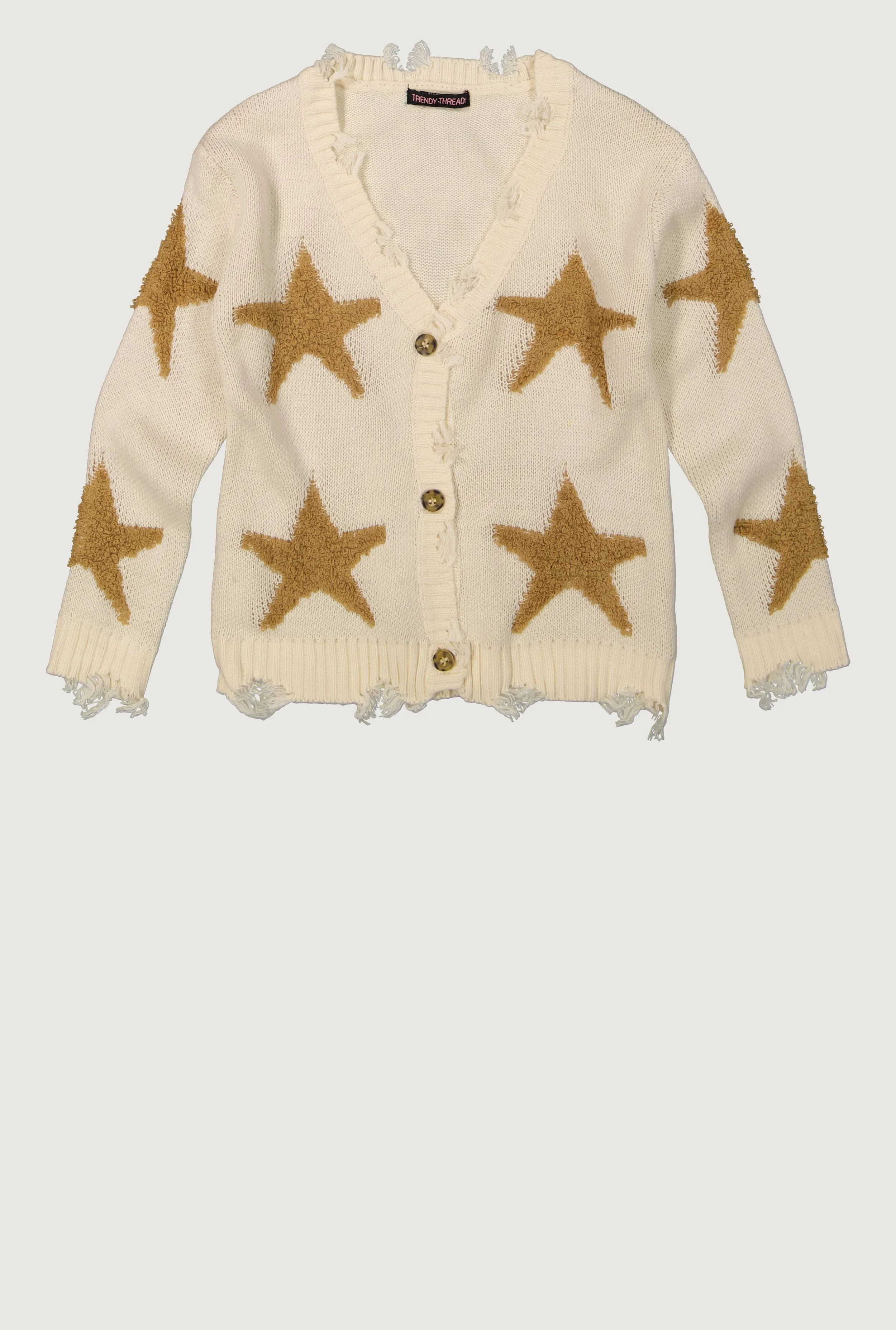 Girls Star Embroidered Distressed Detail Cardigan sold by Rainbow product image thumbnail 2