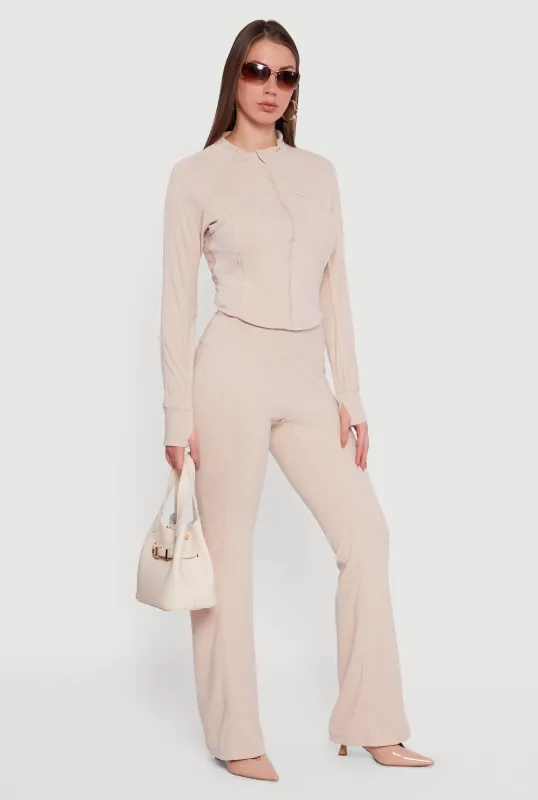 Brushed Rib Knit Slim Straight Casual Pants sold by Rainbow