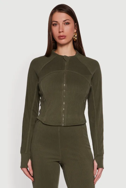 Brushed Knit Mock Neck Zip Front Sweatshirt sold by Rainbow