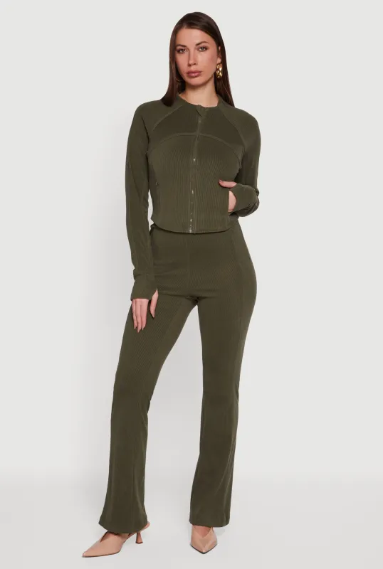 Brushed Rib Knit Slim Straight Casual Pants sold by Rainbow