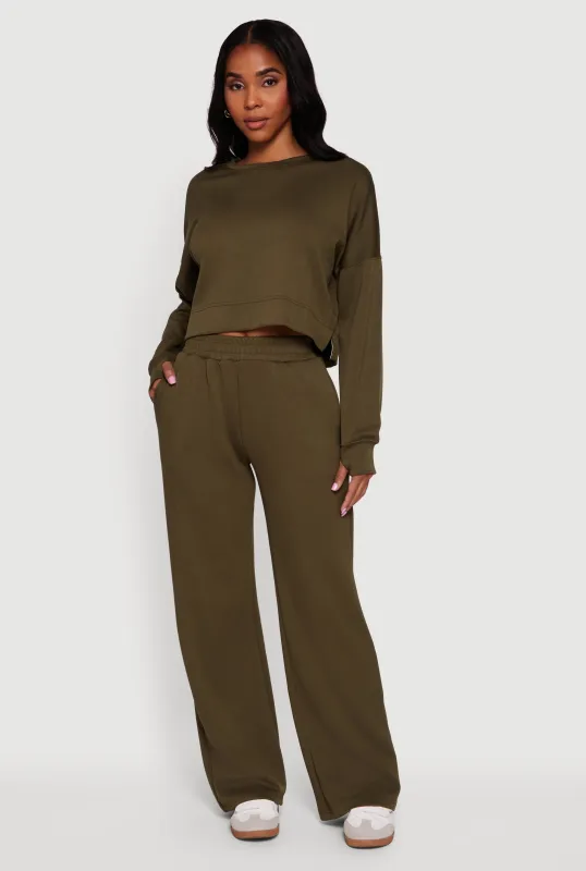 Elastic Waist Pull On Wide Leg Sweatpants sold by Rainbow