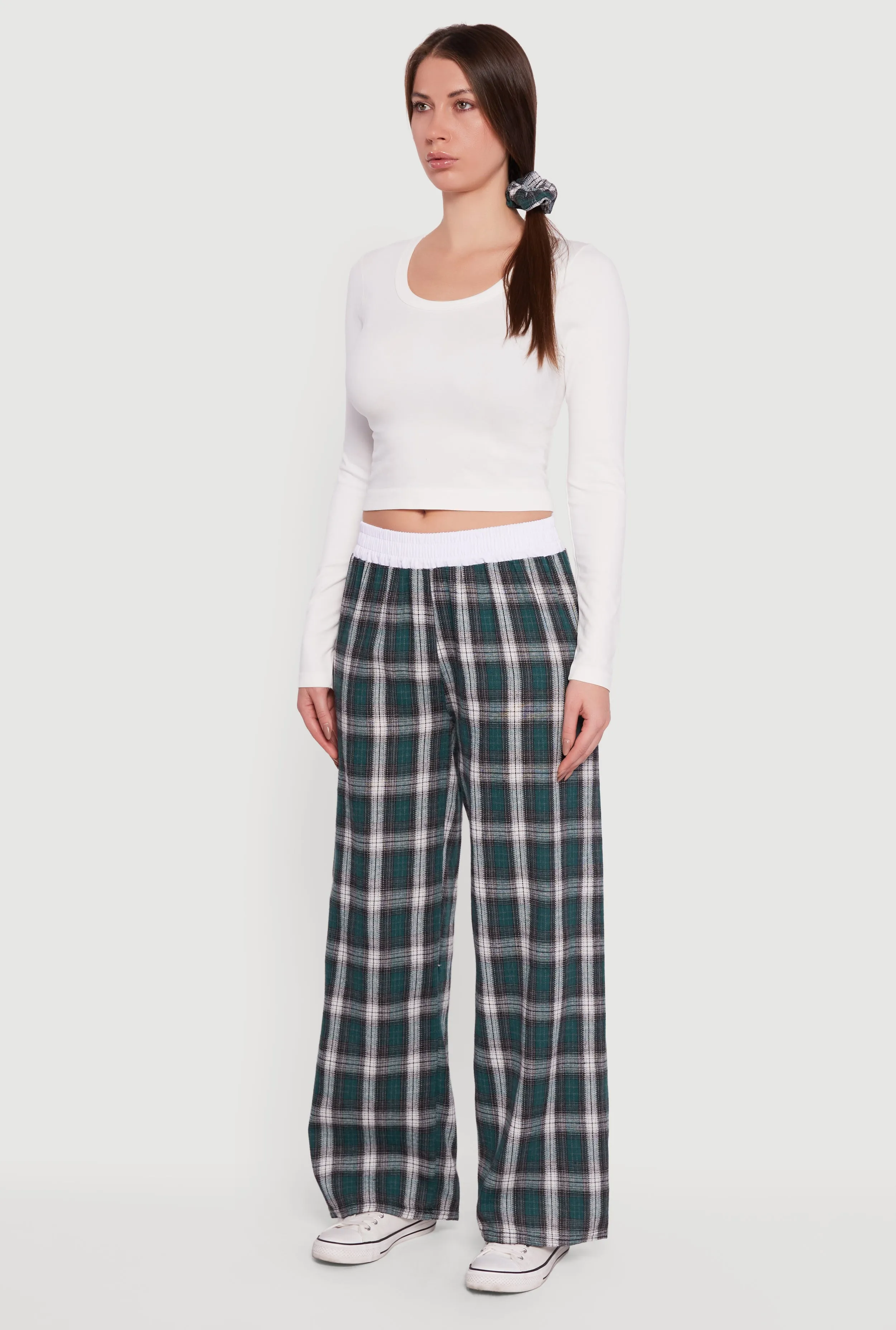 Rib Knit Long Sleeve Crop Top with Scrunchie sold by Rainbow product image thumbnail 5