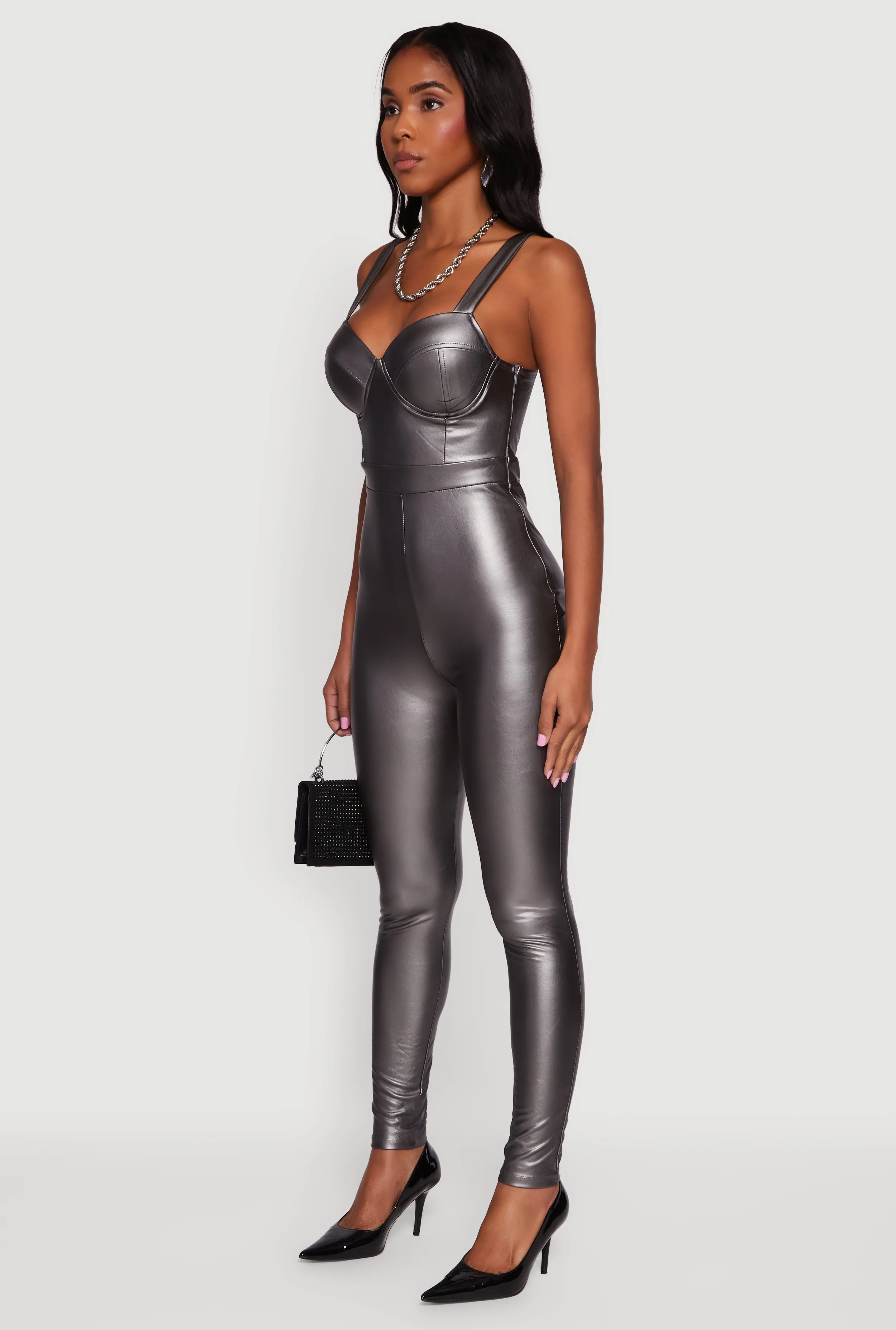 Faux Leather Sweetheart Corset Jumpsuit sold by Rainbow product image thumbnail 3