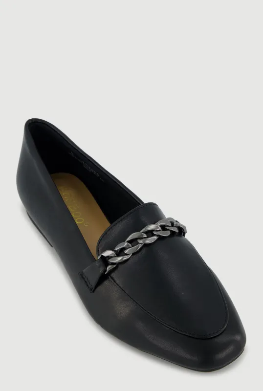 Metallic Chain Almond Toe Loafers sold by Rainbow