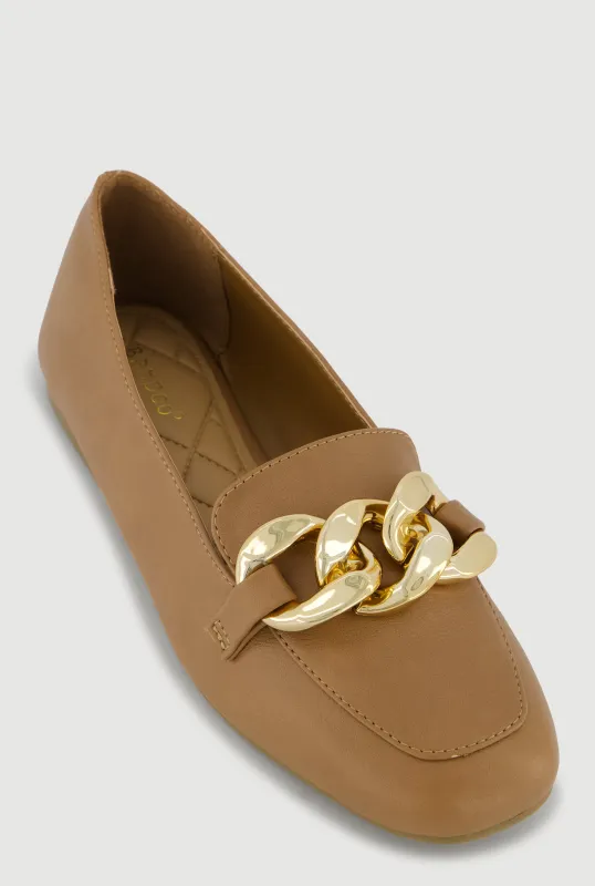 Metallic Chain Link Almond Toe Loafers sold by Rainbow